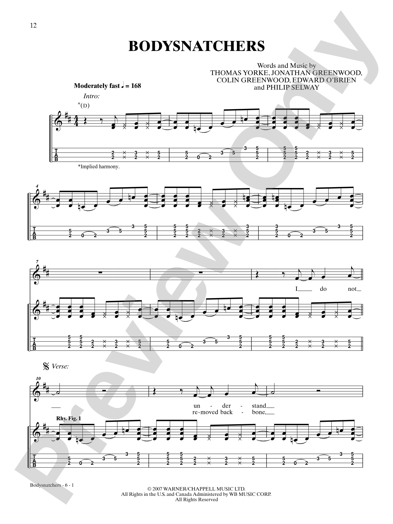 Bodysnatchers: Ukulele TAB
