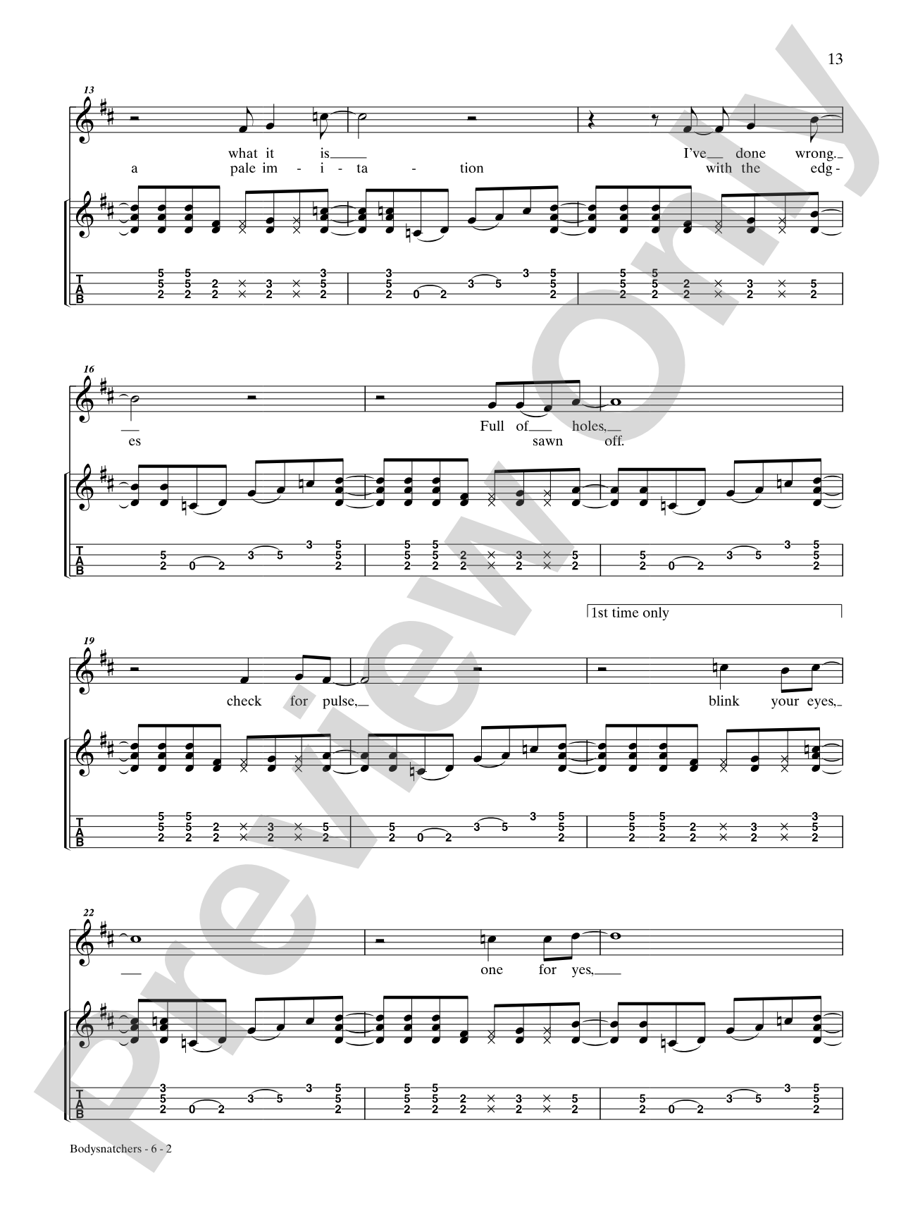 Bodysnatchers: Ukulele TAB