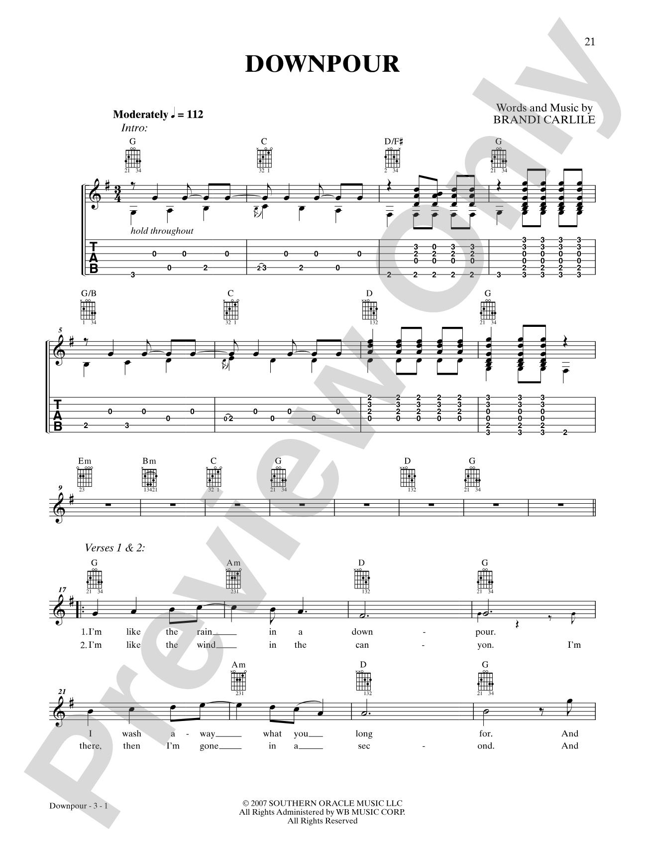 Downpour: Guitar TAB
