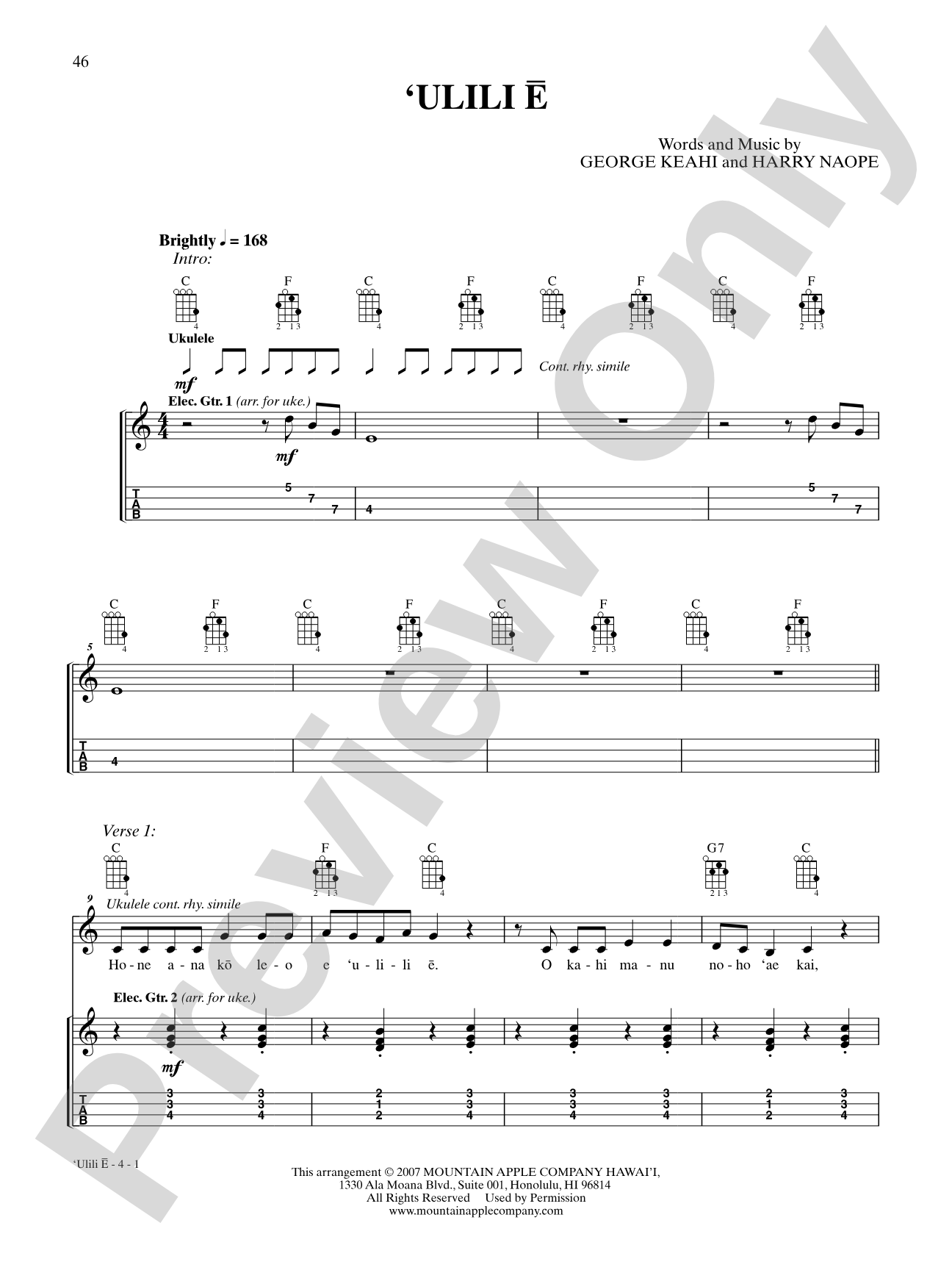 Ulili E: Ukulele TAB