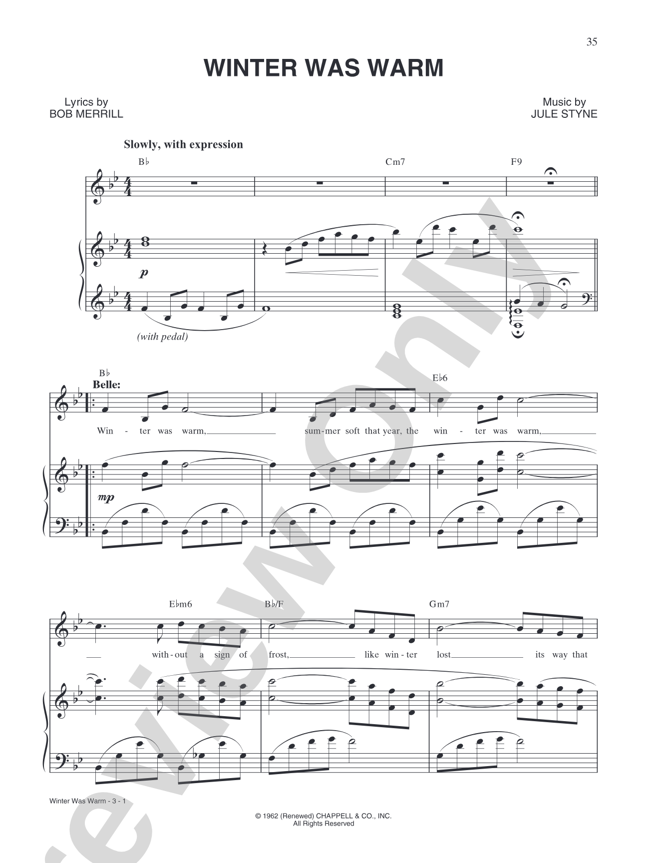 Winter Was Warm: Piano/Vocal/Chords