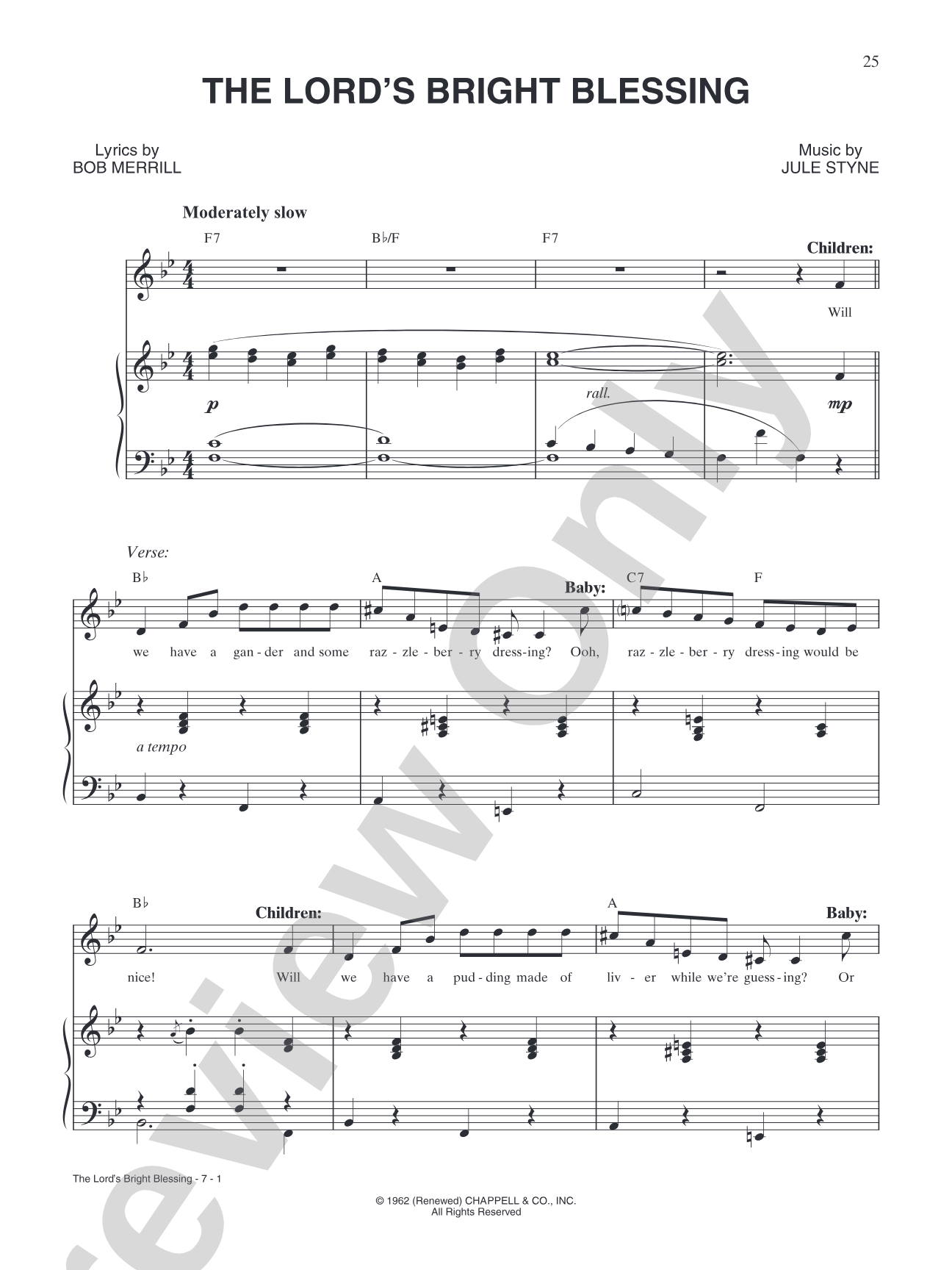 The Lord's Bright Blessing: Piano/Vocal/Chords