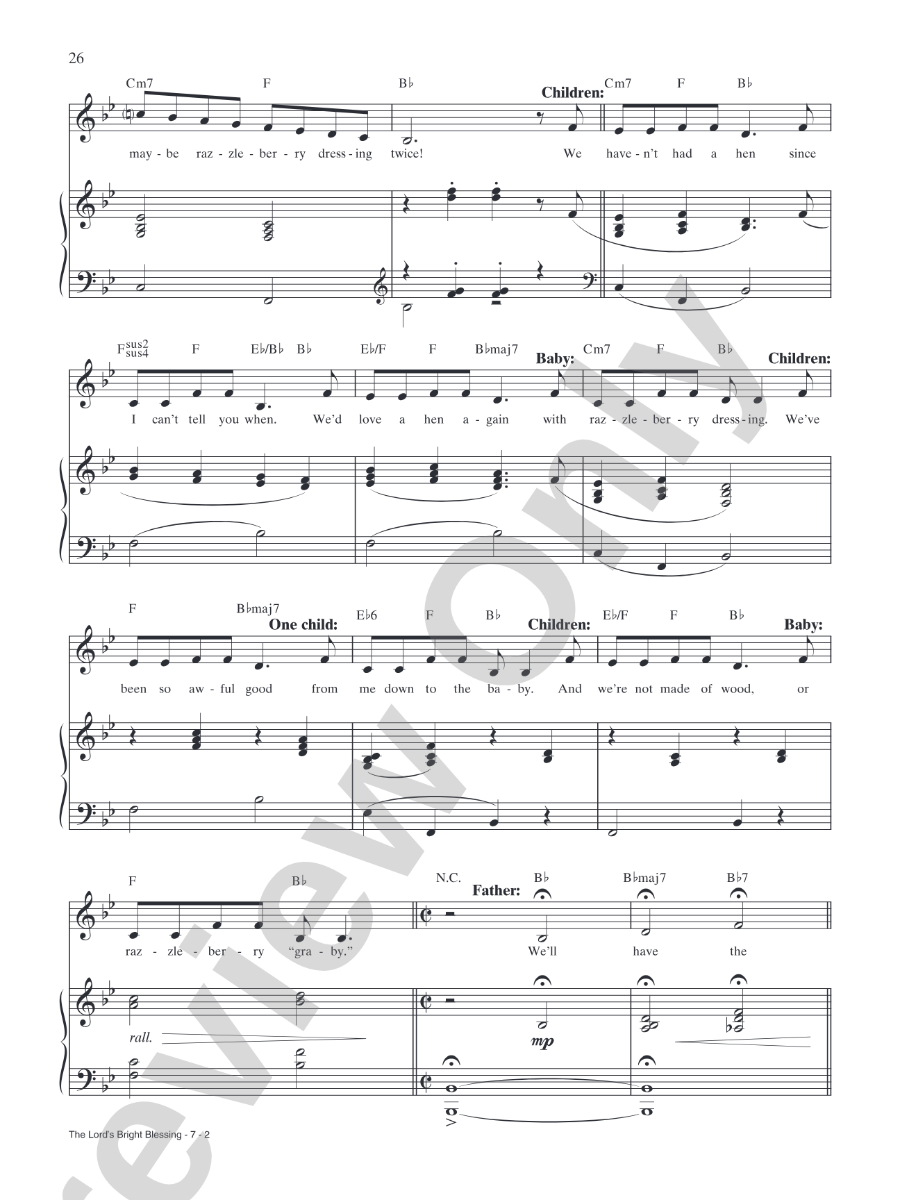 The Lord's Bright Blessing: Piano/Vocal/Chords