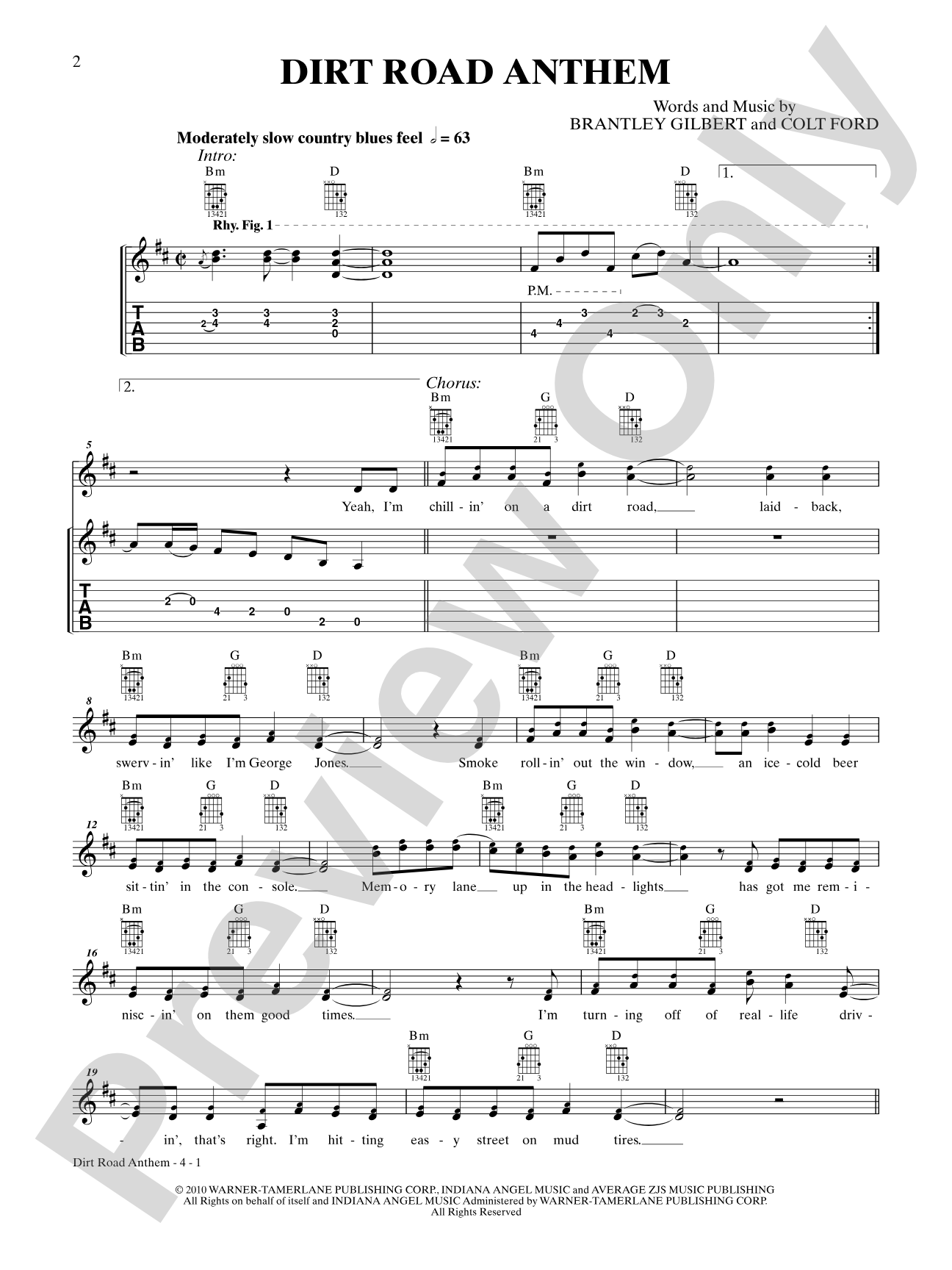 Dirt Road Anthem: Authentic Guitar TAB Digital Sheet Music