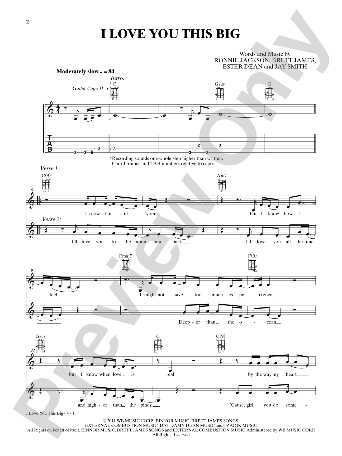 I Love You This Big: Authentic Guitar TAB Digital Sheet Music