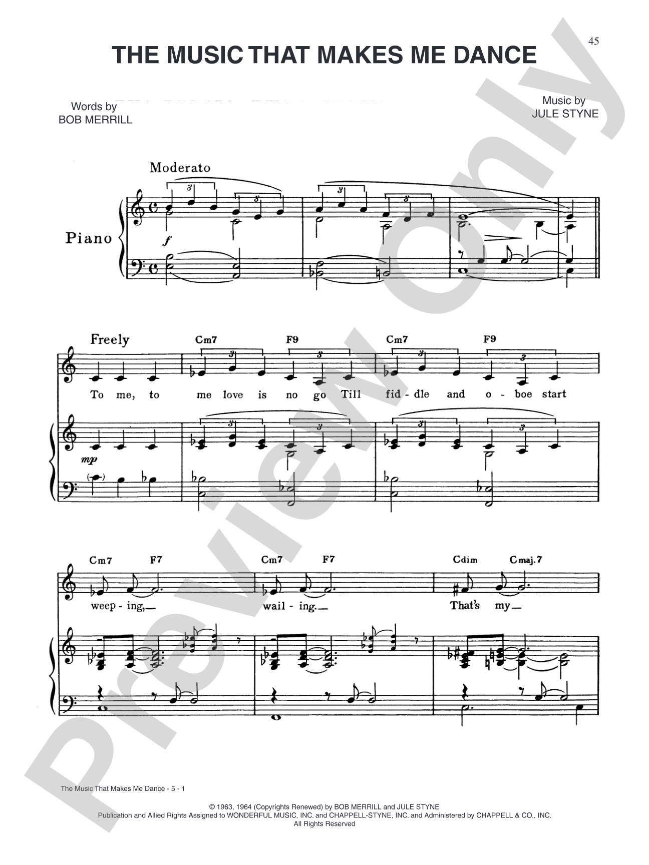 The Music That Makes Me Dance (from "Funny Girl"): Piano/Vocal/Chords