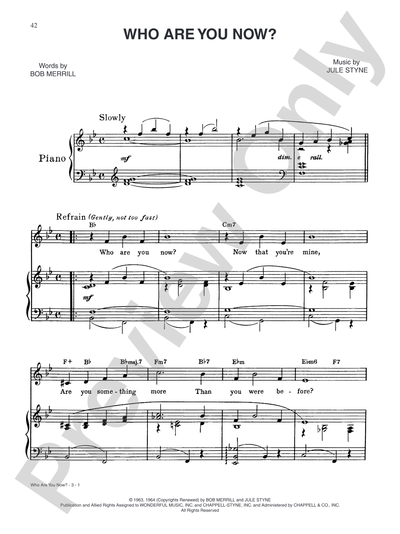 Who Are You Now? (from "Funny Girl"): Piano/Vocal/Chords