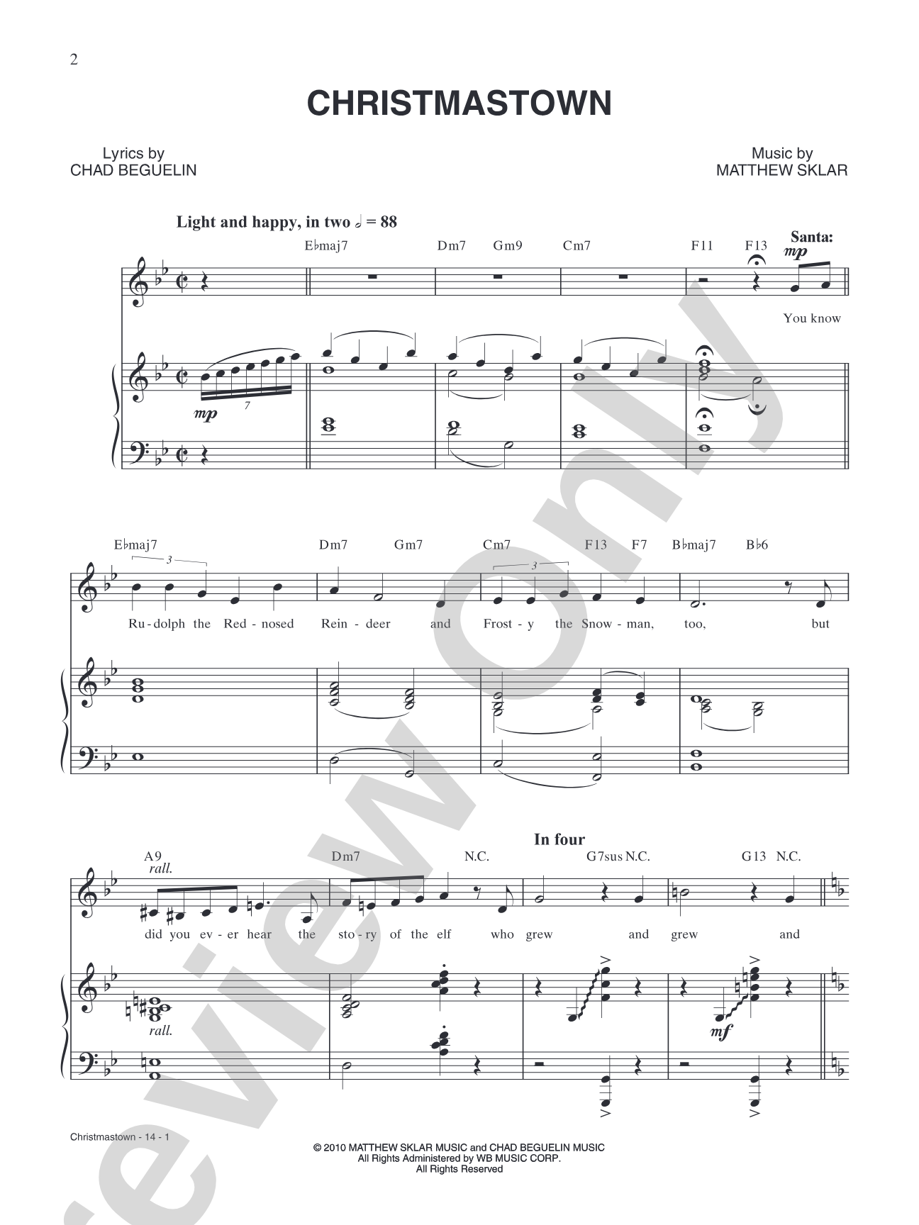 Christmastown (from "Elf: The Broadway Musical"): Piano/Vocal/Chords