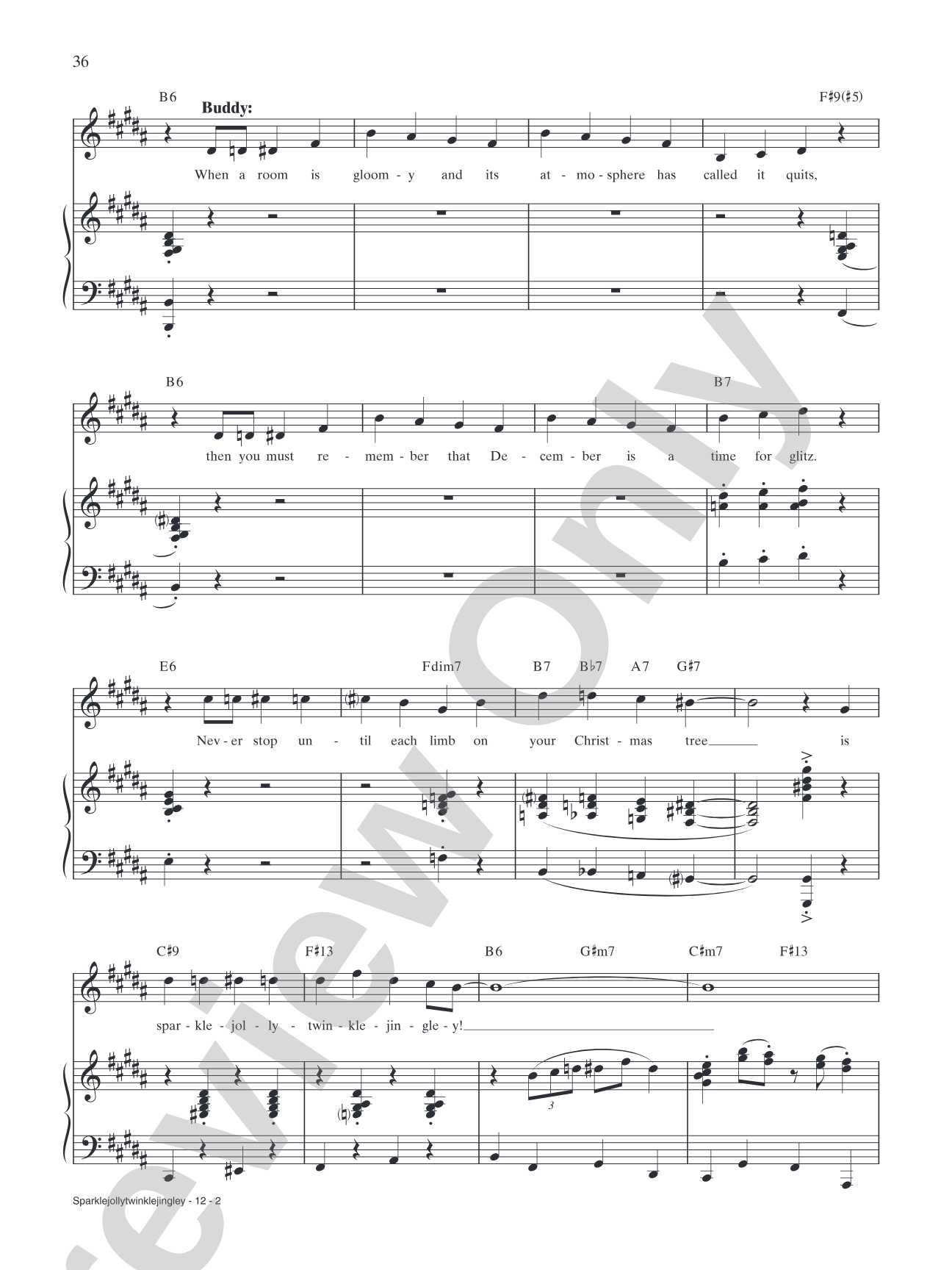 SparkleJollyTwinkleJingley (from "Elf: The Broadway Musical"): Piano/Vocal/Chords