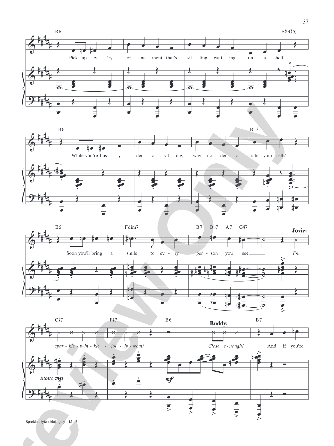 SparkleJollyTwinkleJingley (from "Elf: The Broadway Musical"): Piano/Vocal/Chords
