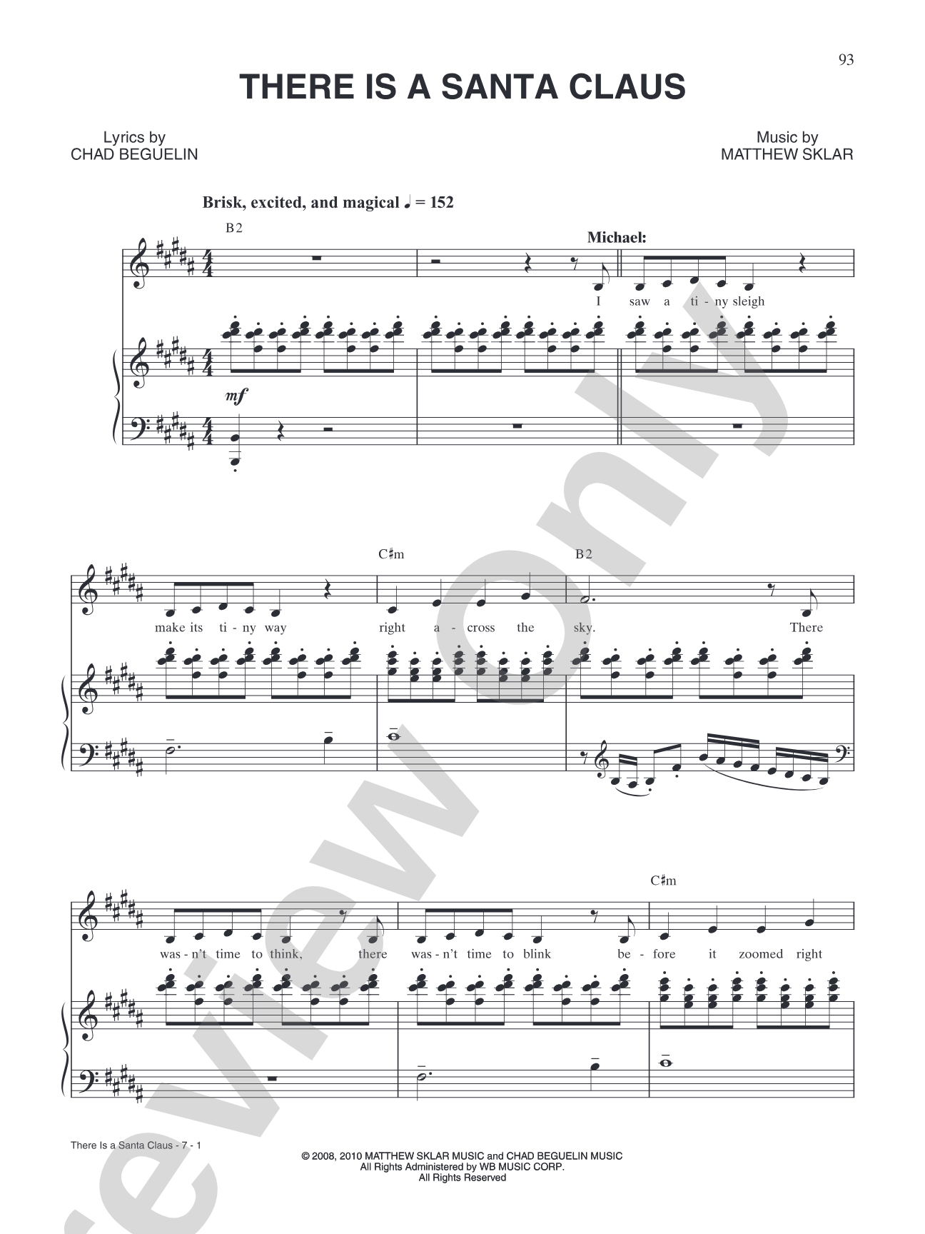 There is a Santa Claus (from "Elf: The Broadway Musical"): Piano/Vocal/Chords