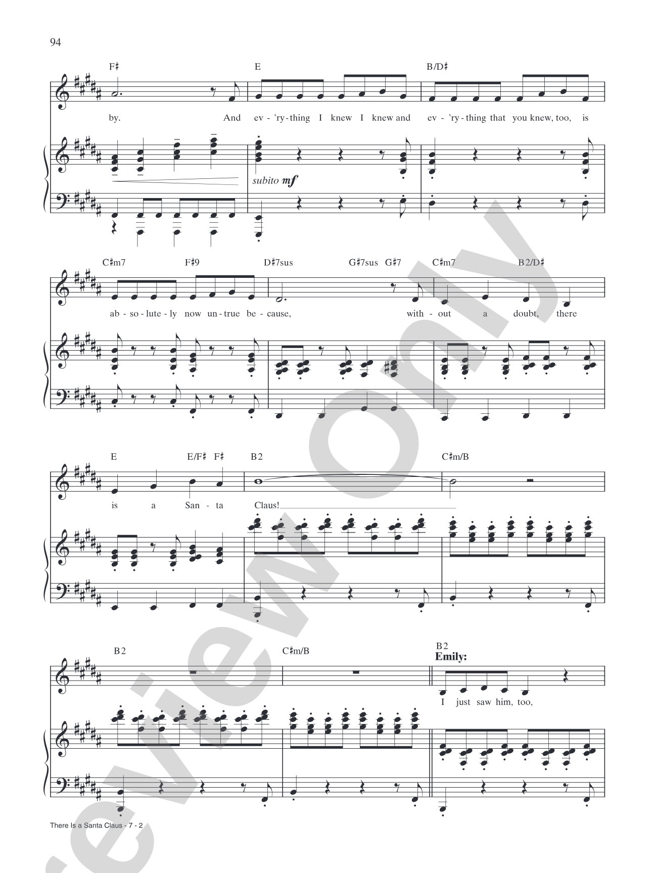 There is a Santa Claus (from "Elf: The Broadway Musical"): Piano/Vocal/Chords