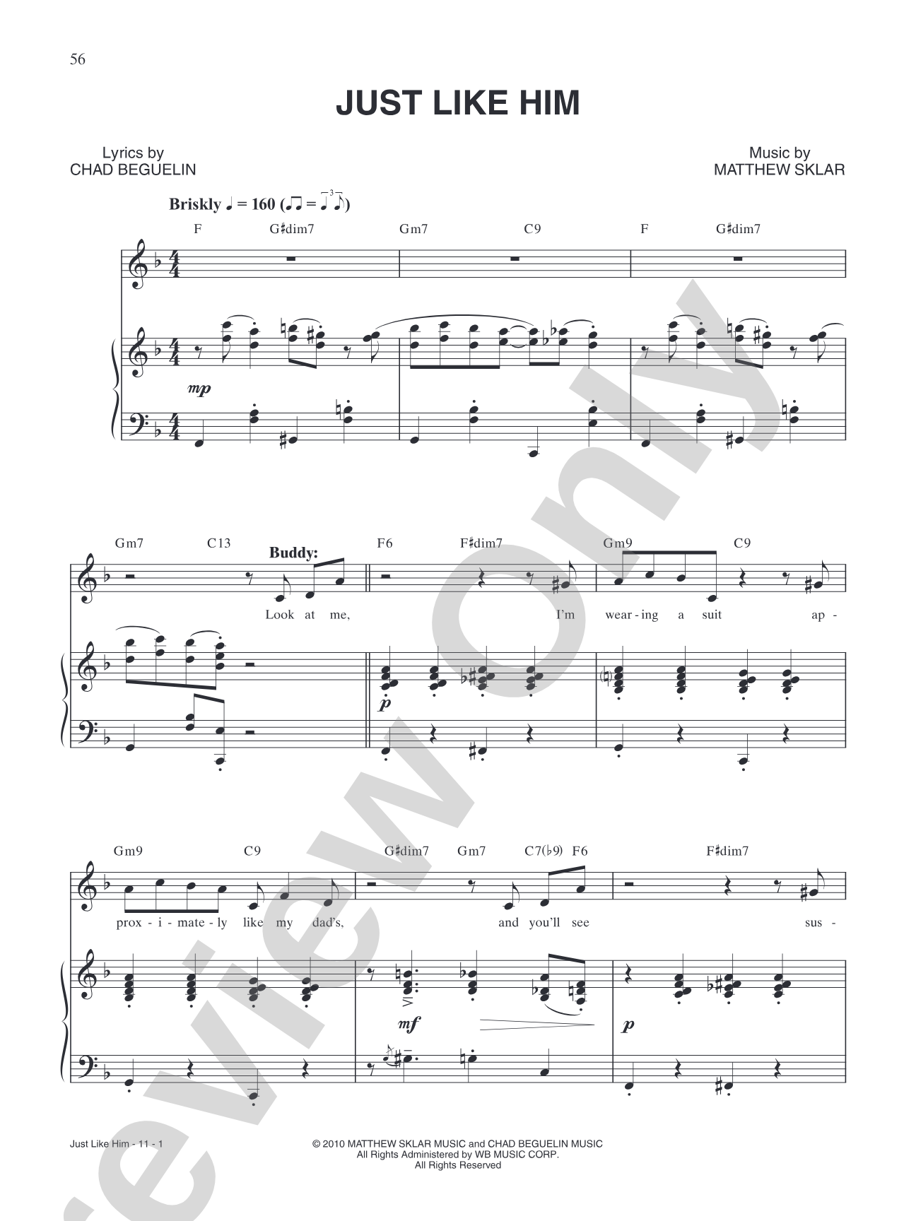 Just Like Him (from "Elf: The Broadway Musical"): Piano/Vocal/Chords