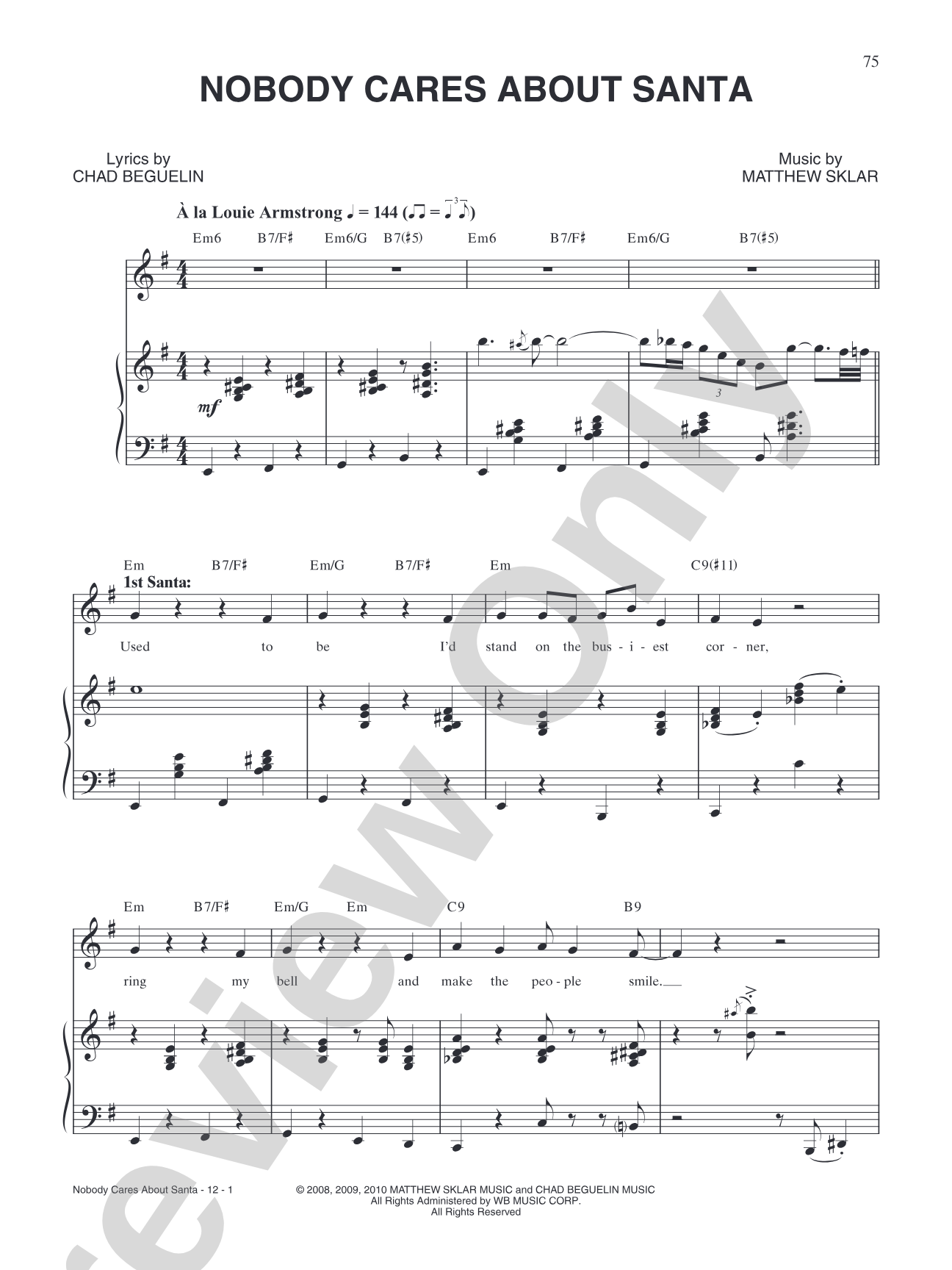 Nobody Cares About Santa (from "Elf: The Broadway Musical"): Piano/Vocal/Chords