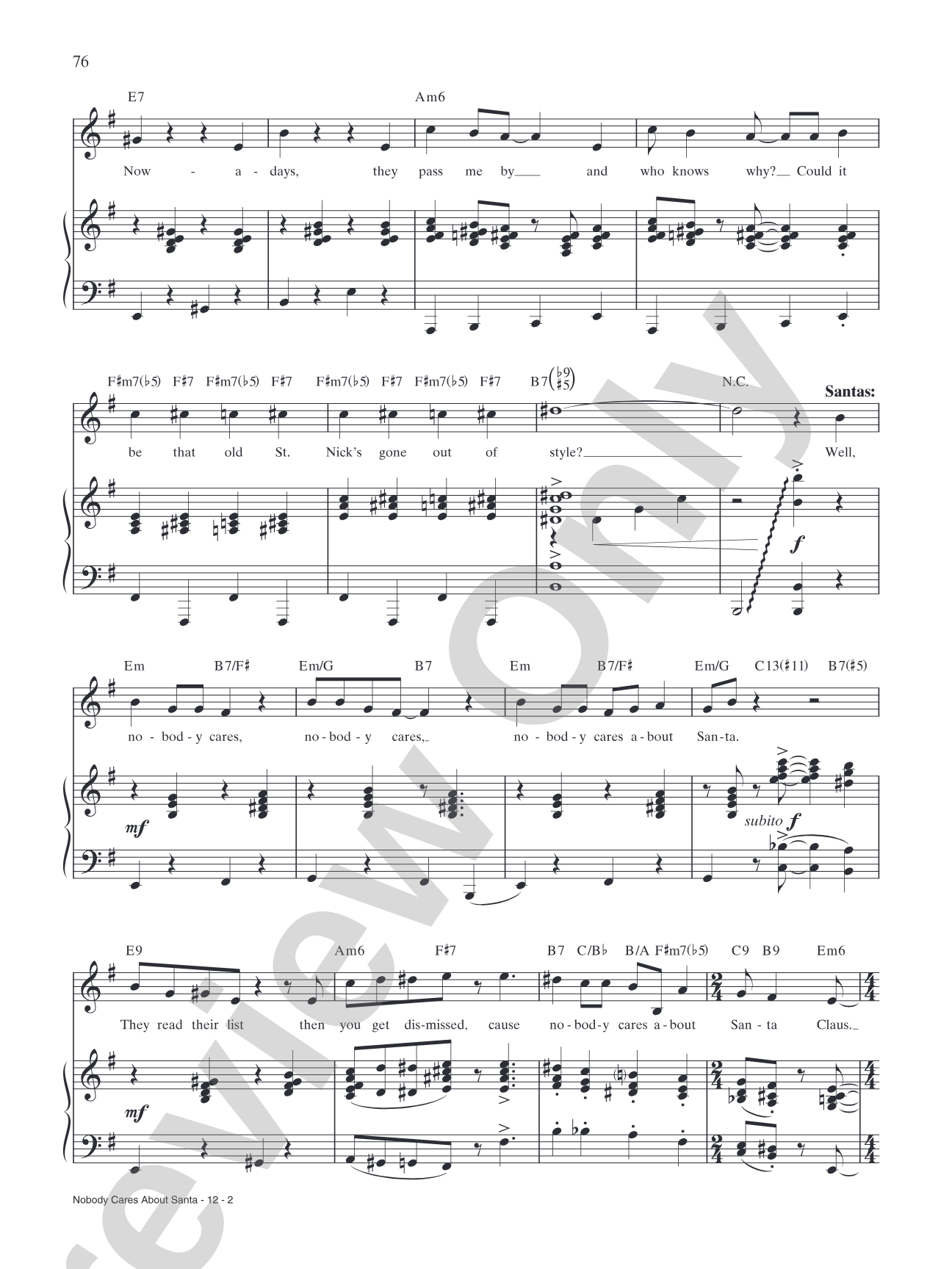 Nobody Cares About Santa (from "Elf: The Broadway Musical"): Piano/Vocal/Chords