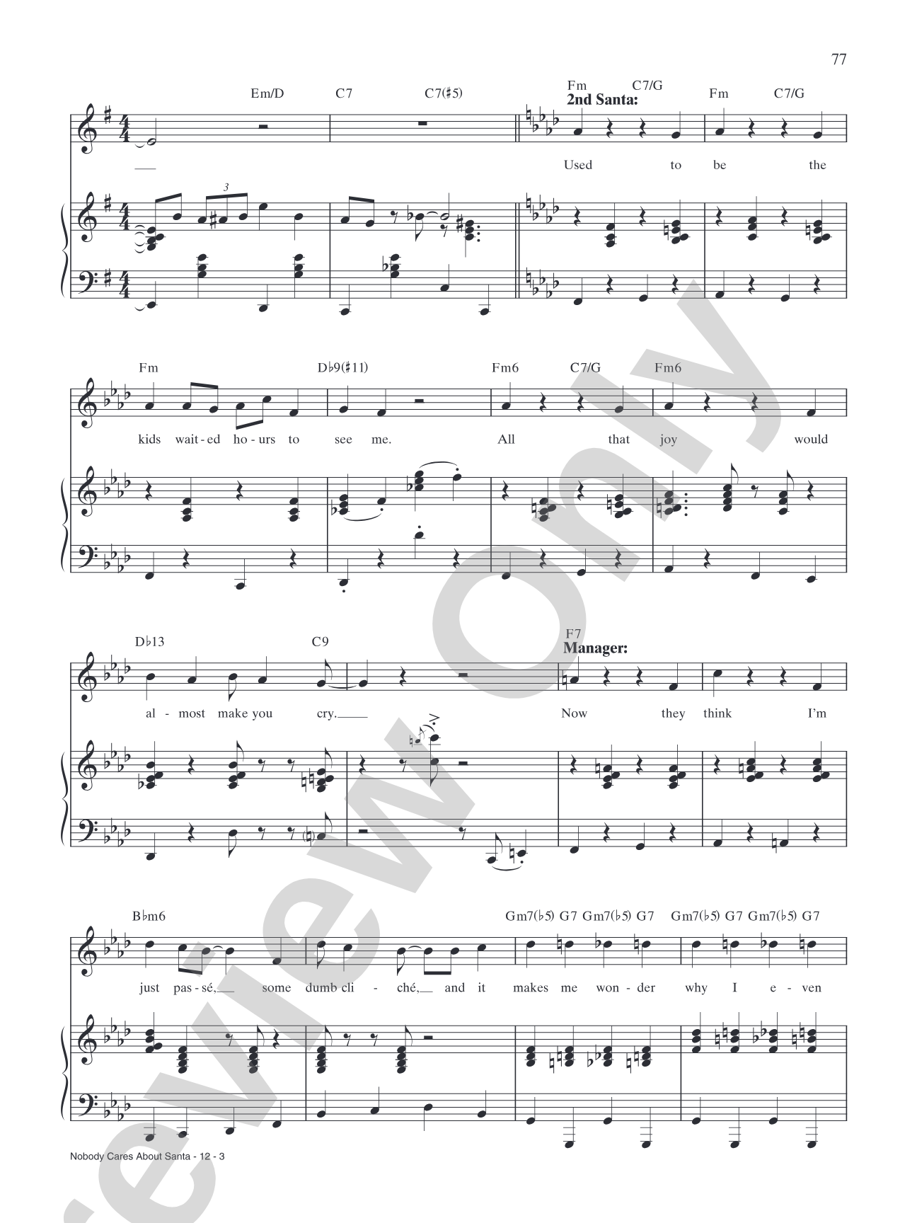 Nobody Cares About Santa (from "Elf: The Broadway Musical"): Piano/Vocal/Chords