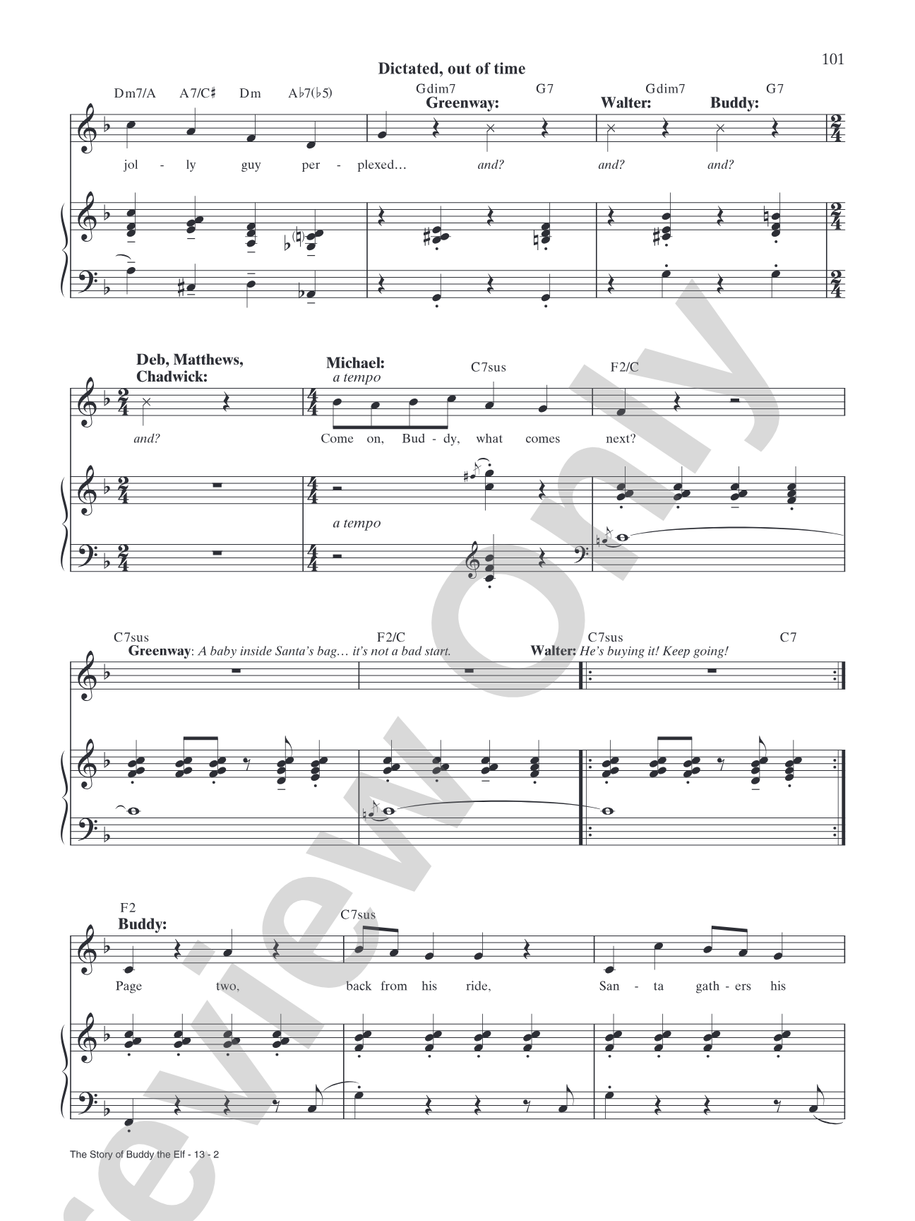 The Story of Buddy the Elf (from "Elf: The Broadway Musical"): Piano/Vocal/Chords