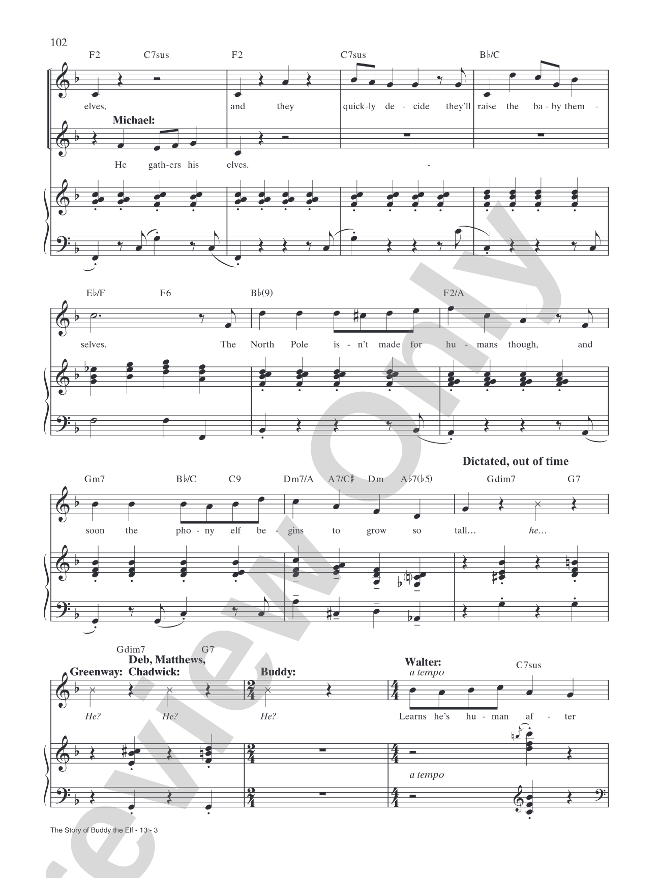 The Story of Buddy the Elf (from "Elf: The Broadway Musical"): Piano/Vocal/Chords