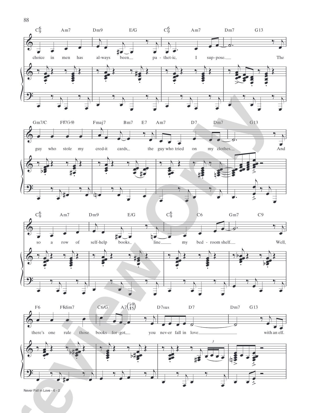 Never Fall In Love (With an Elf) (from "Elf: The Broadway Musical"): Piano/Vocal/Chords