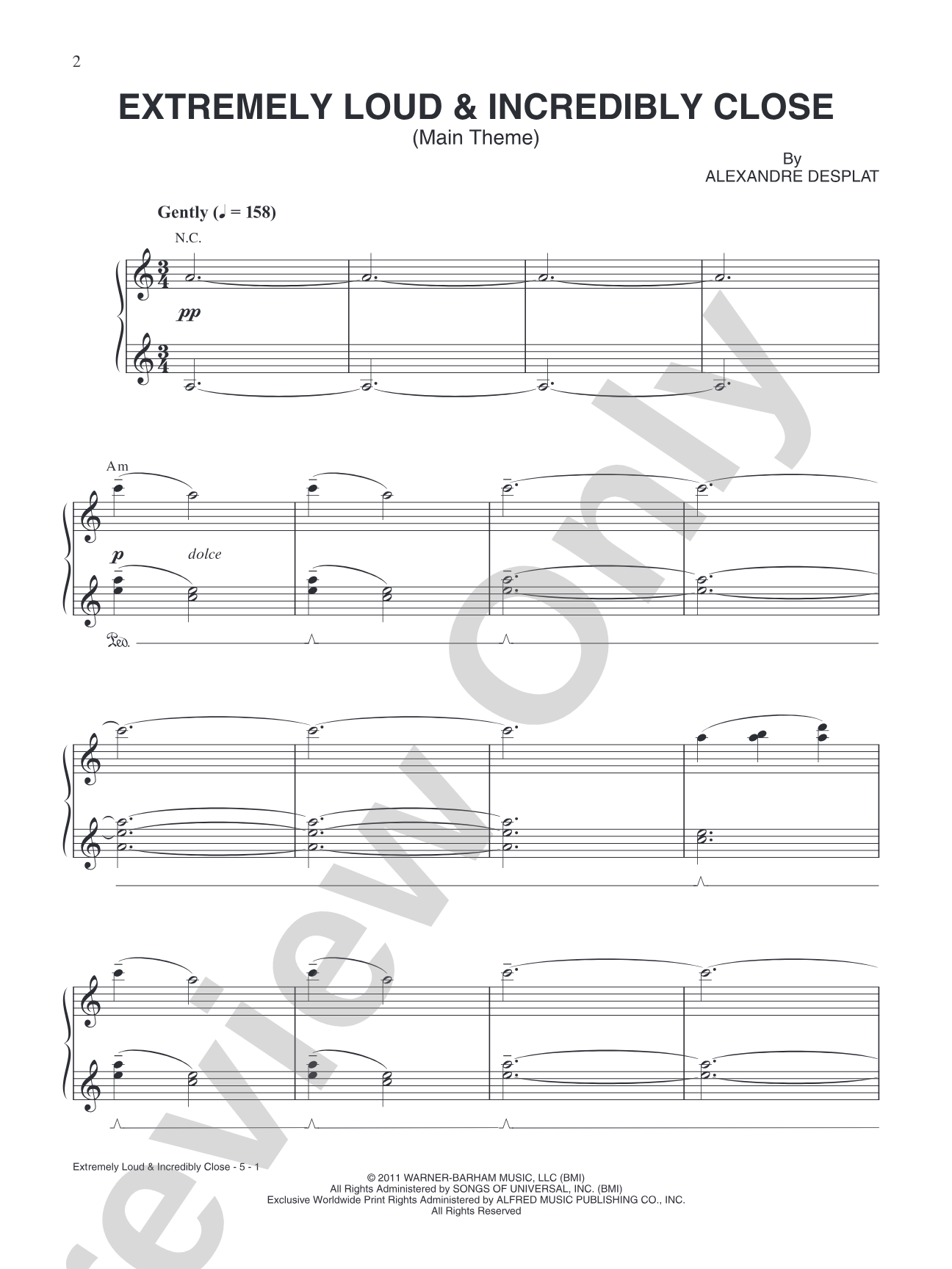 Extremely Loud and Incredibly Close (Main Theme): Piano