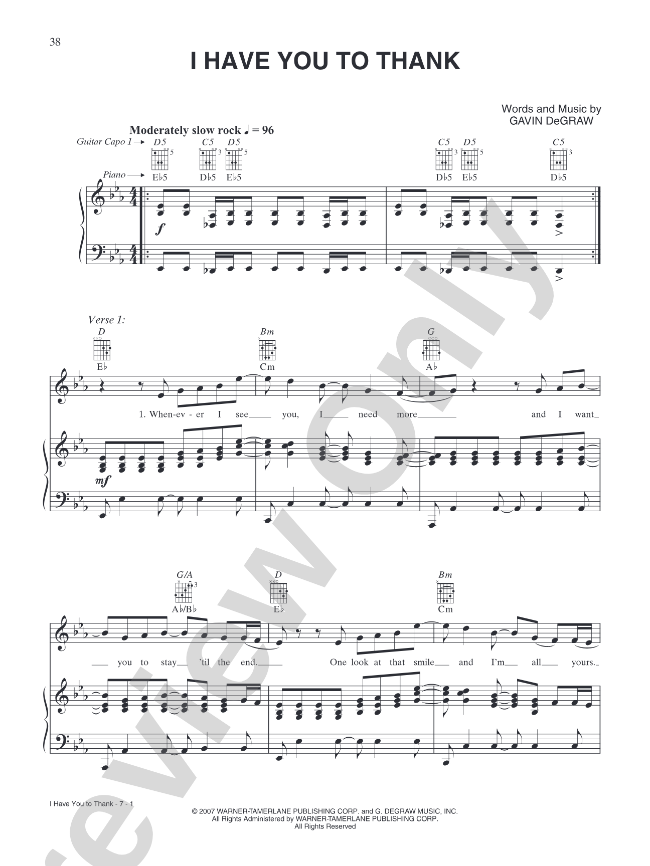 I Have You to Thank: Piano/Vocal/Chords