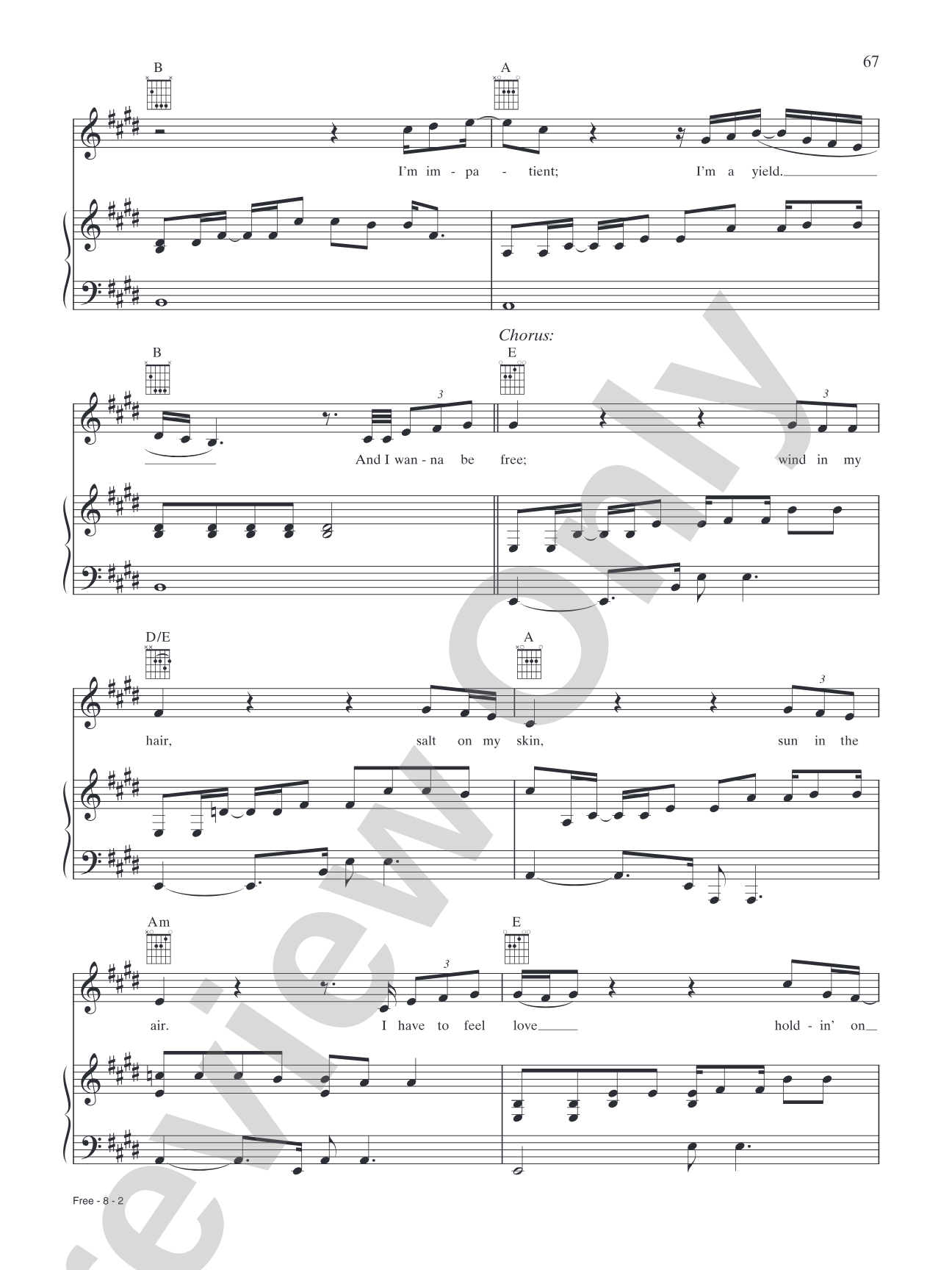 Free: Piano/Vocal/Chords