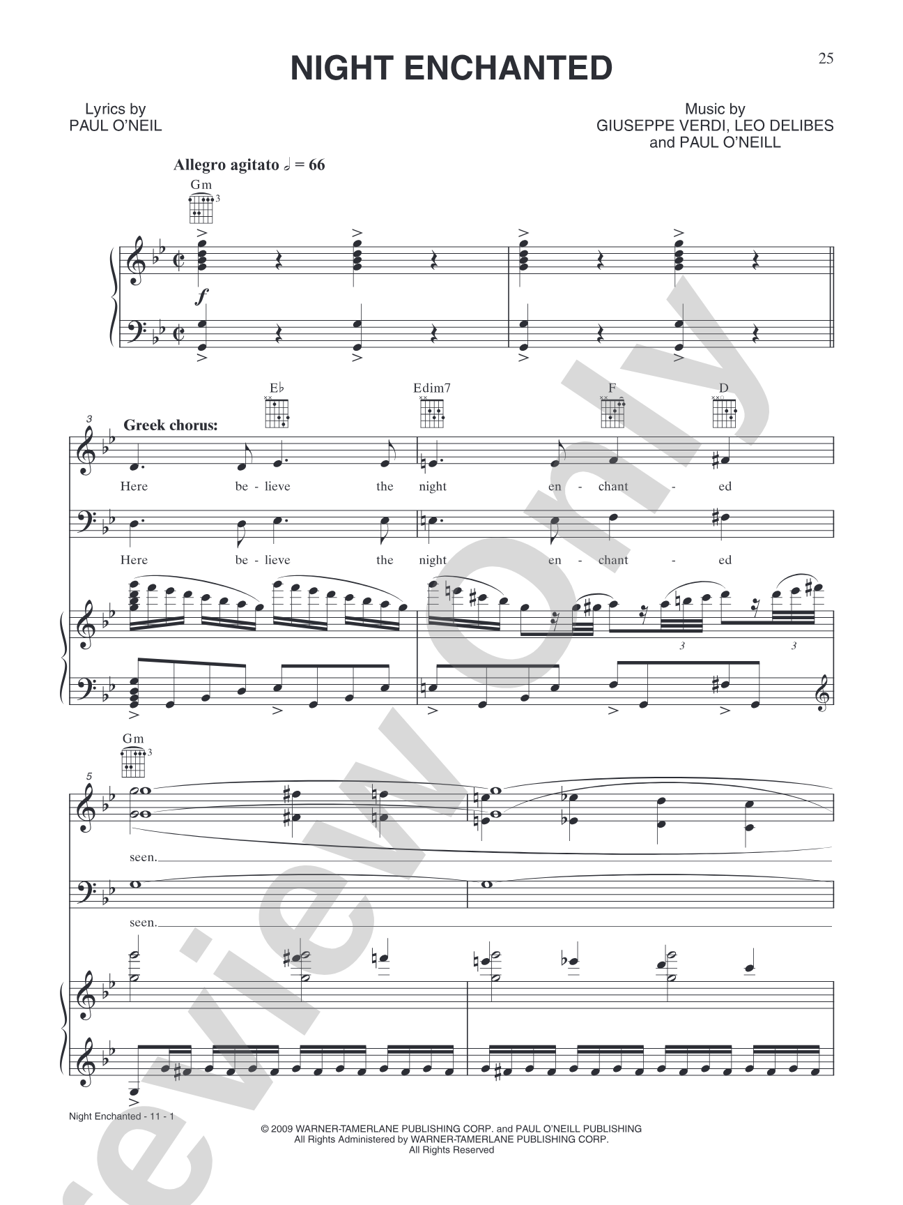 Night Enchanted: Piano/Vocal/Chords