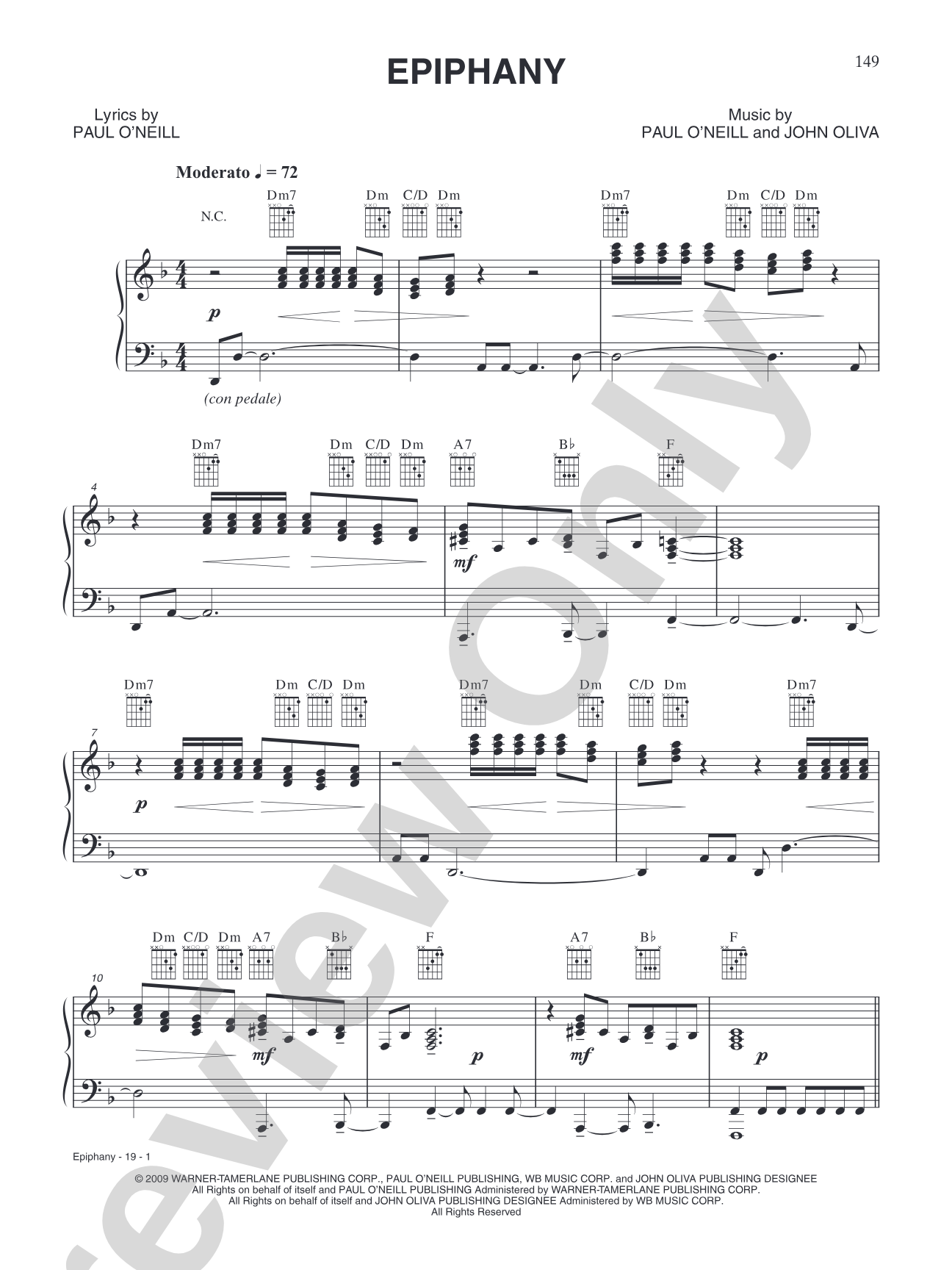Epiphany: Piano/Vocal/Chords