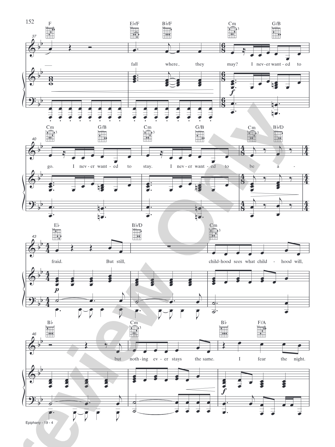 Epiphany: Piano/Vocal/Chords