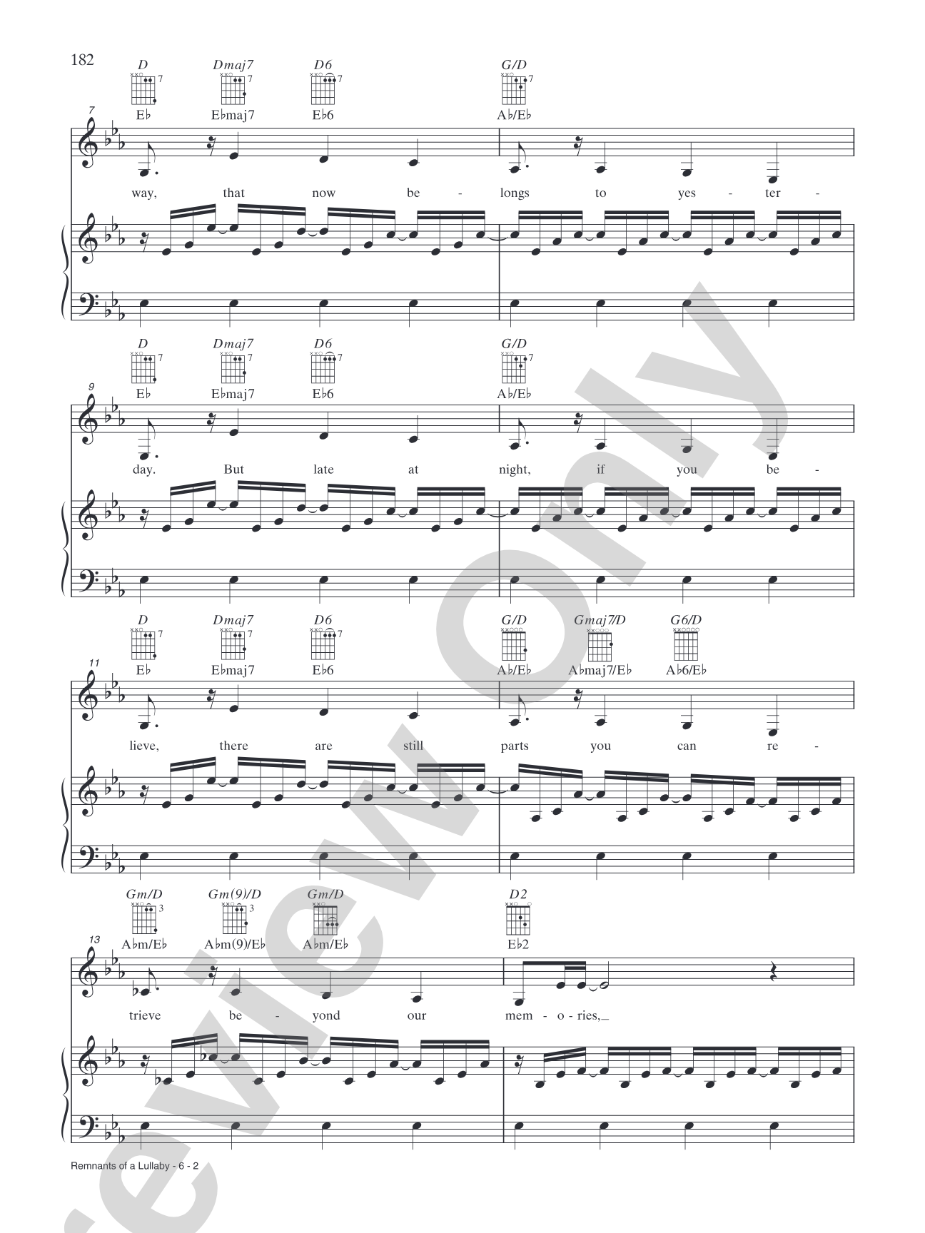 Remnants of a Lullaby: Piano/Vocal/Chords