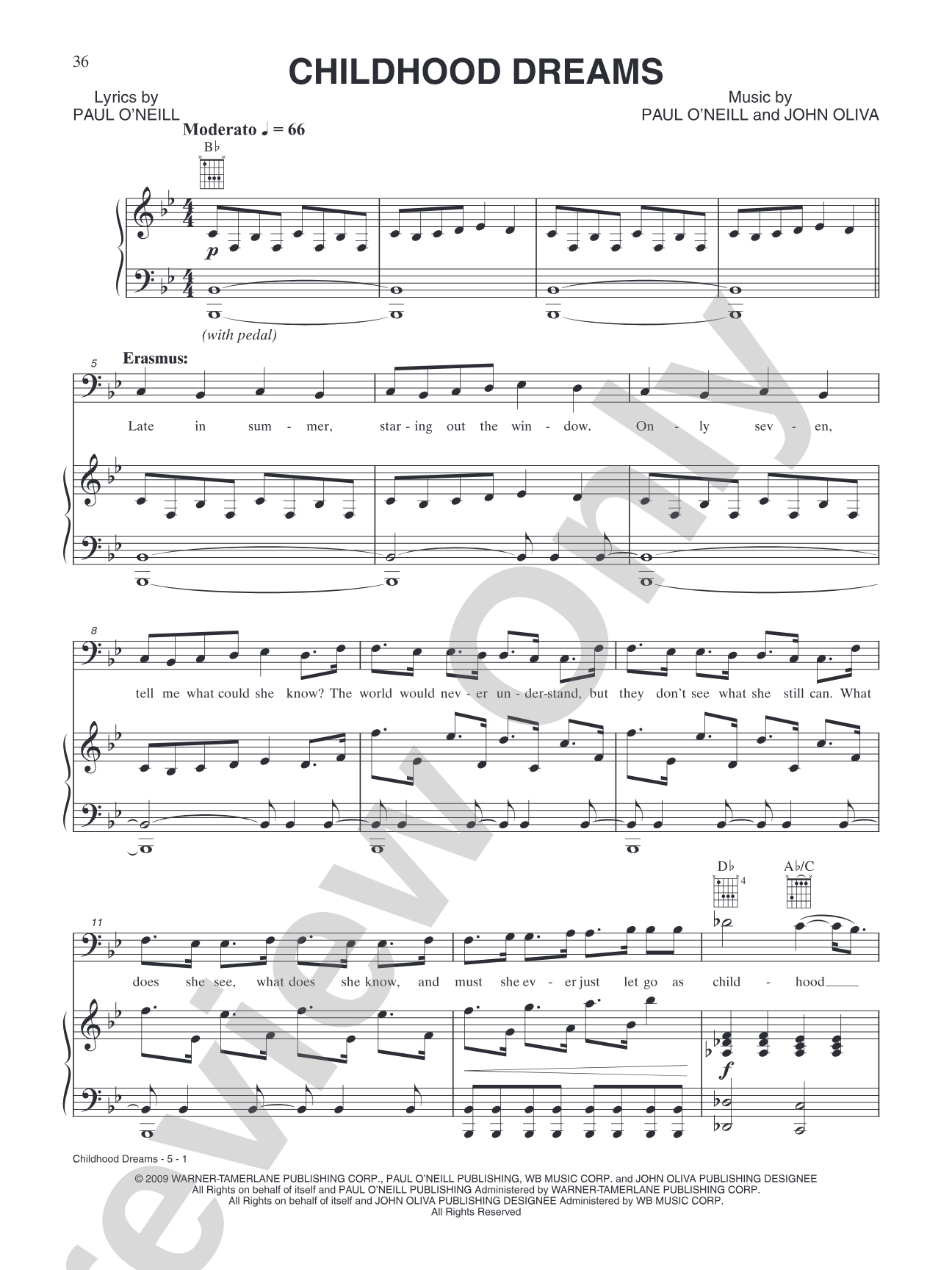 Childhood Dreams: Piano/Vocal/Chords