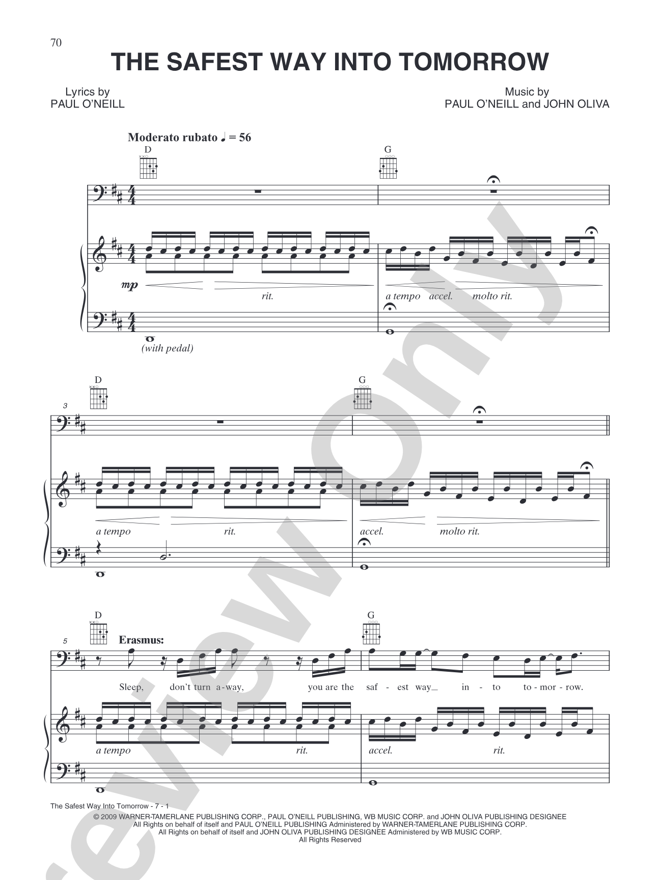The Safest Way Into Tomorrow: Piano/Vocal/Chords