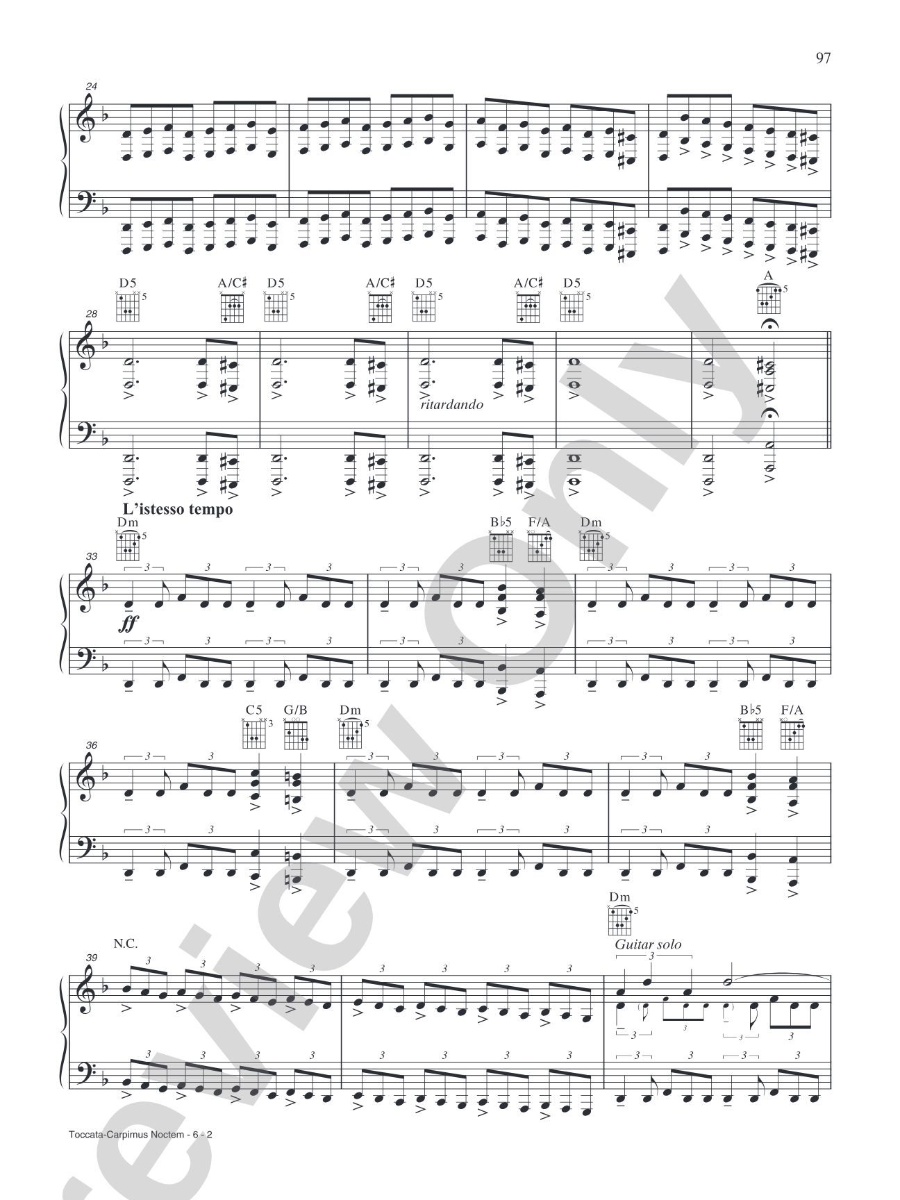 Toccata-Carpimus Noctem: Piano/Vocal/Chords