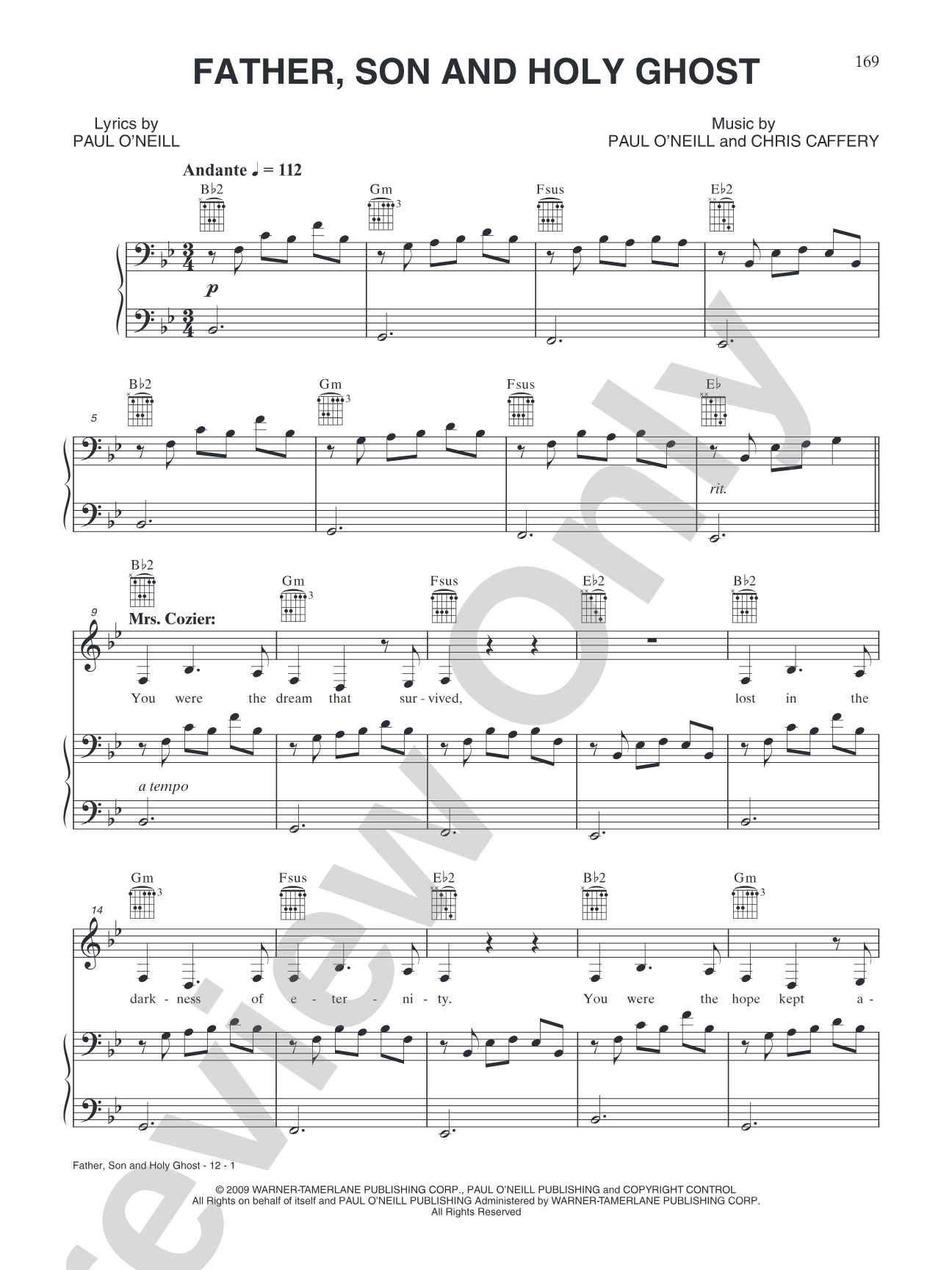 Father, Son and Holy Ghost: Piano/Vocal/Chords