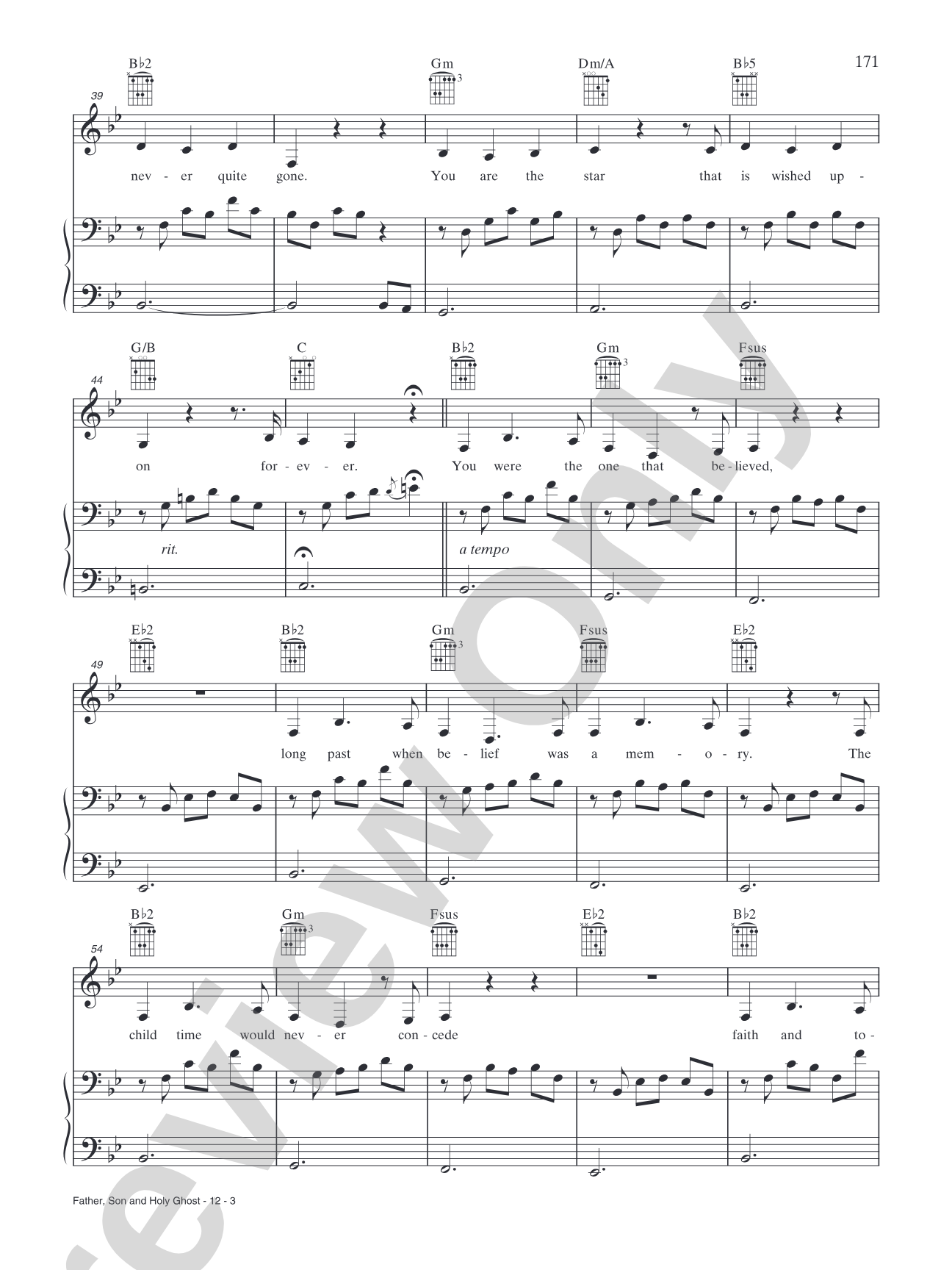 Father, Son and Holy Ghost: Piano/Vocal/Chords