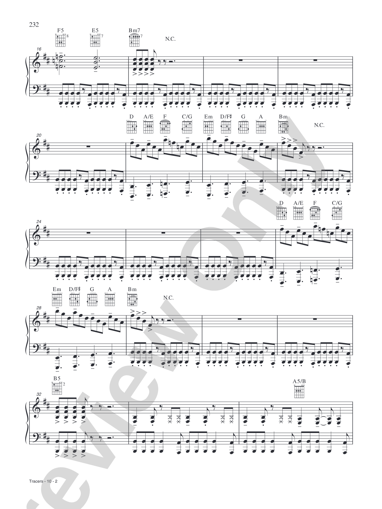 Tracers: Piano/Vocal/Chords