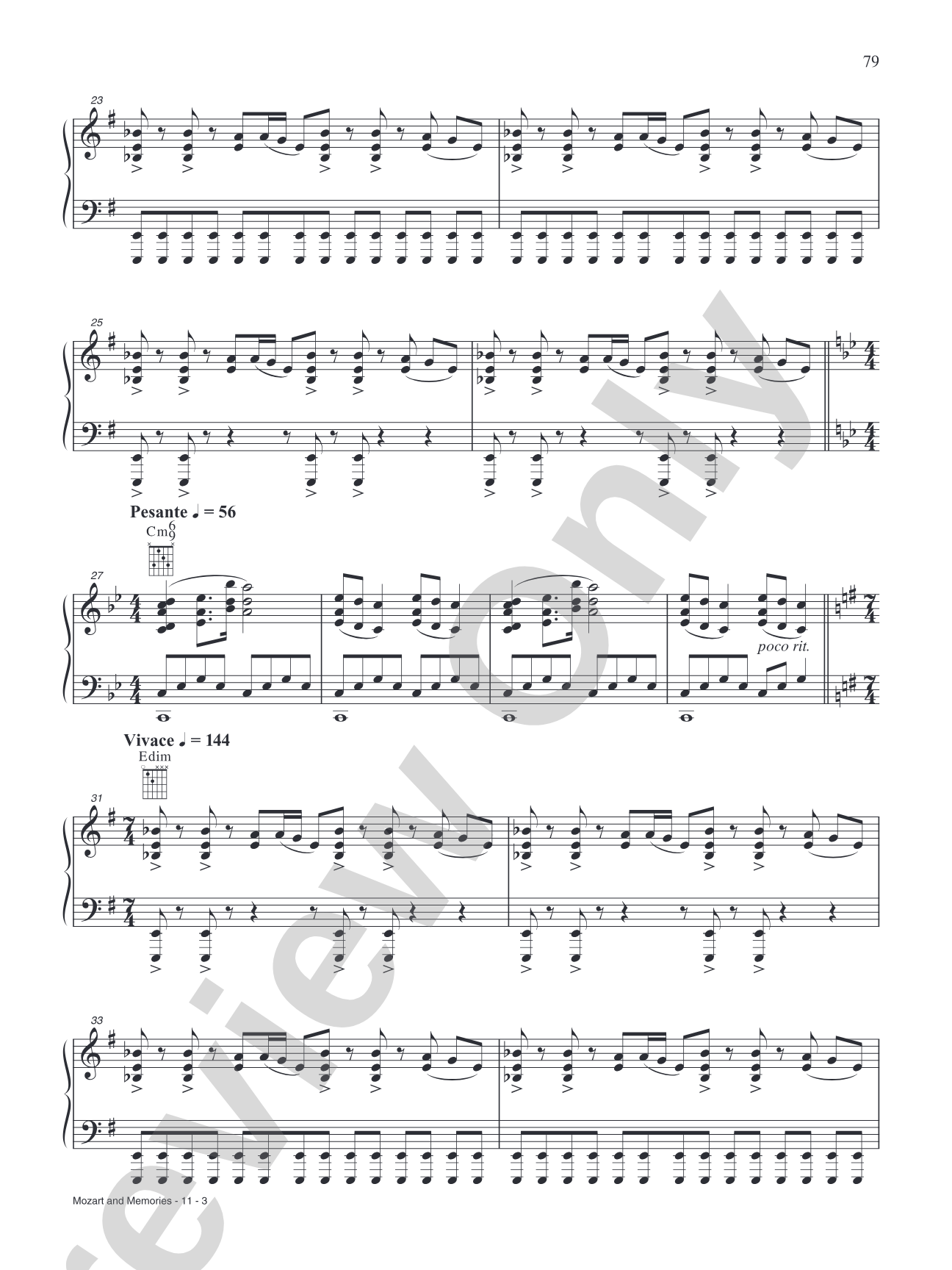 Mozart and Memories: Piano/Vocal/Chords