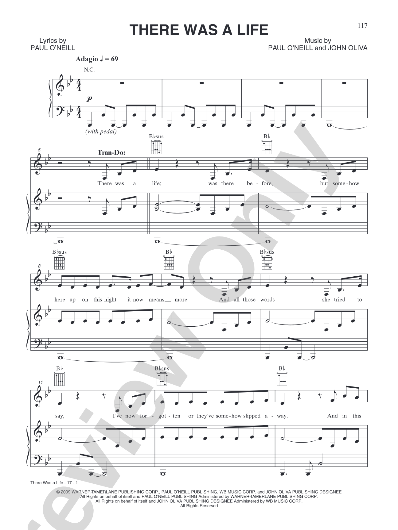 There Was a Life: Piano/Vocal/Chords