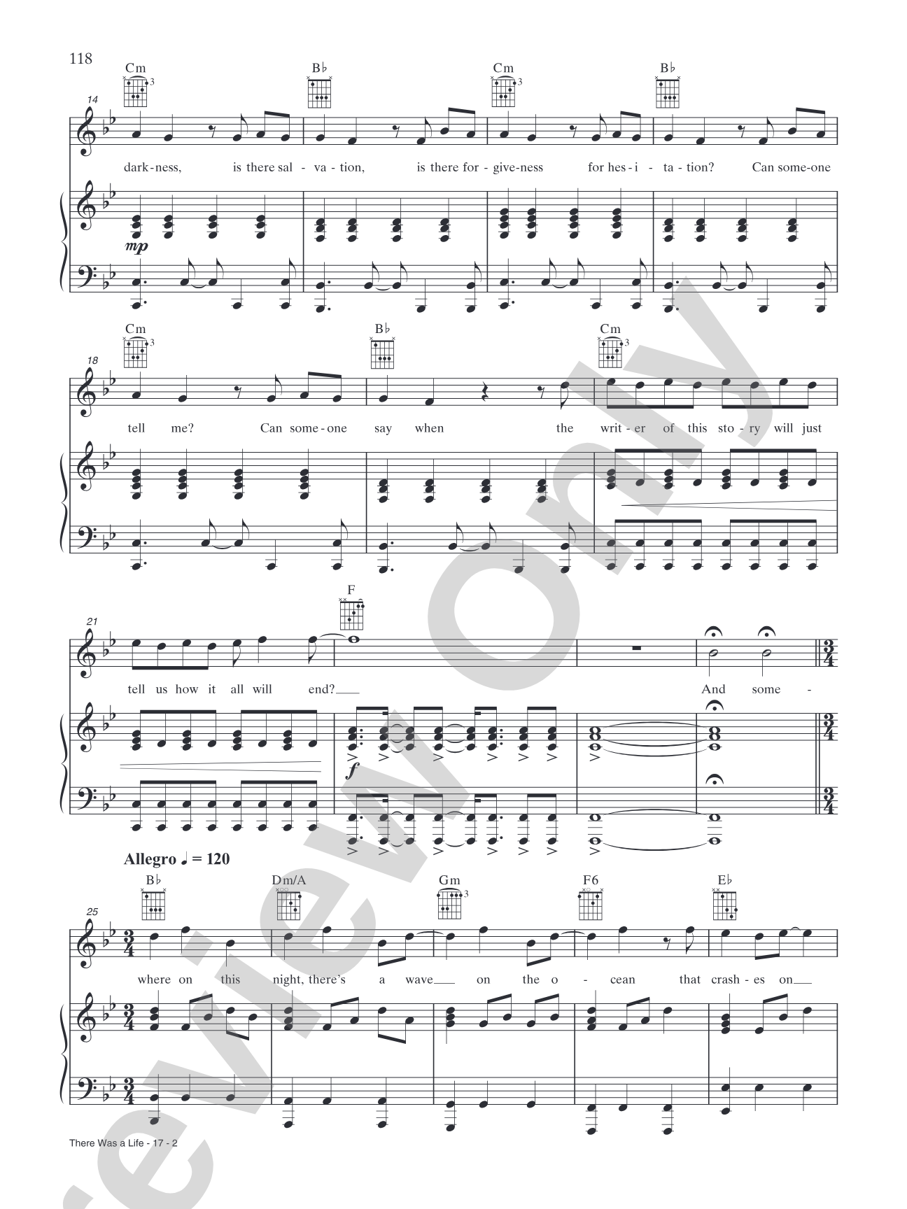 There Was a Life: Piano/Vocal/Chords