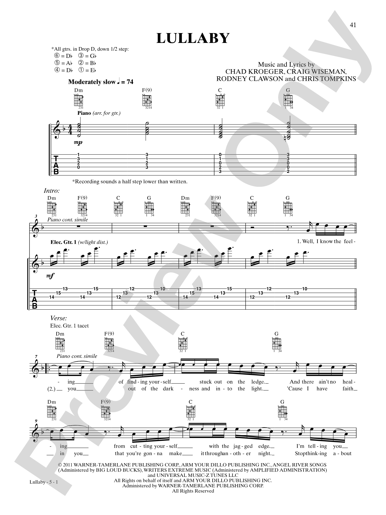 Lullaby: Authentic Guitar TAB