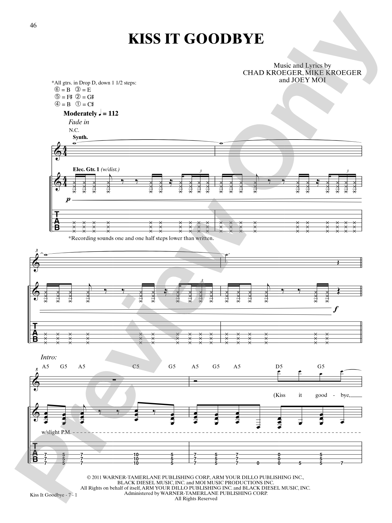 Kiss It Goodbye: Authentic Guitar TAB
