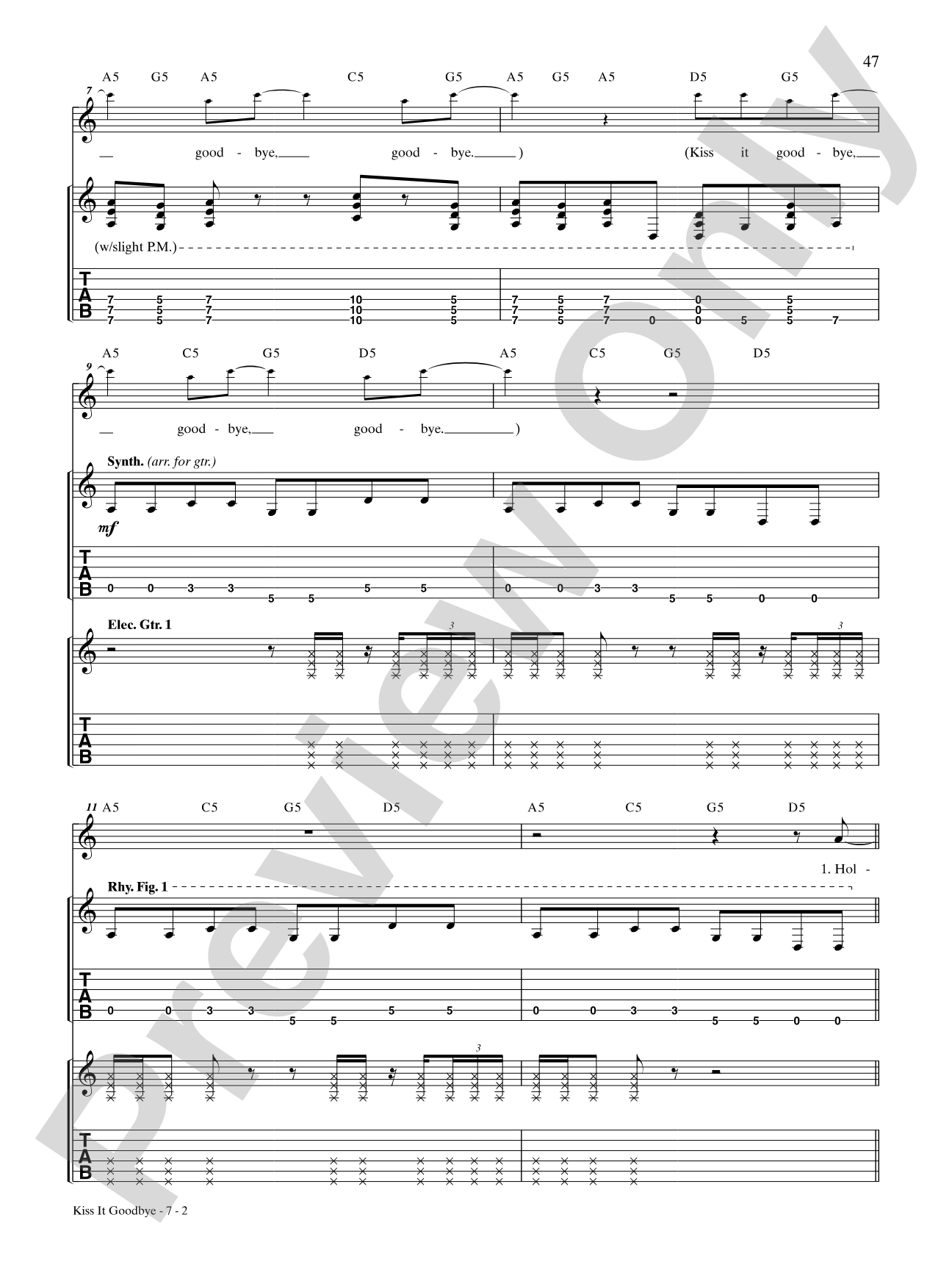 Kiss It Goodbye: Authentic Guitar TAB