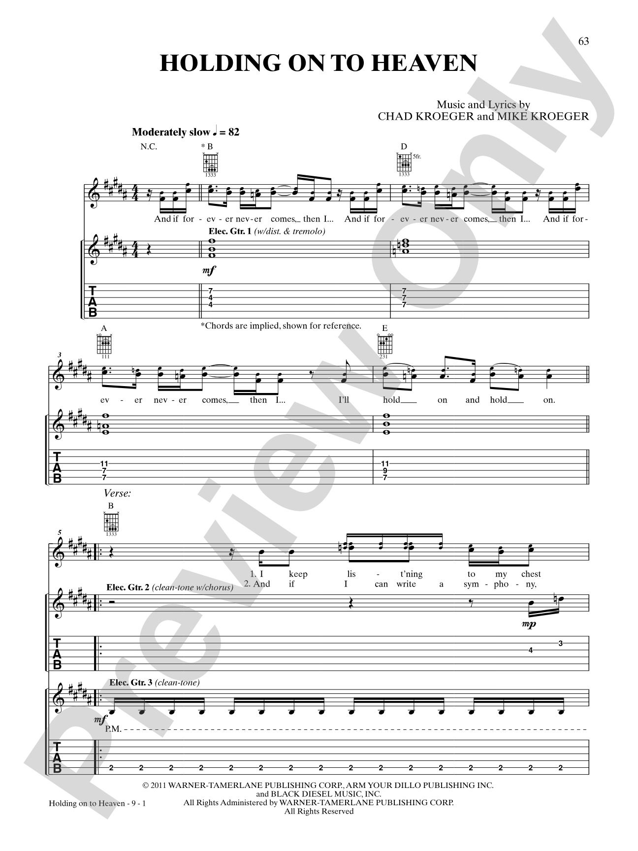 Holding On to Heaven: Authentic Guitar TAB