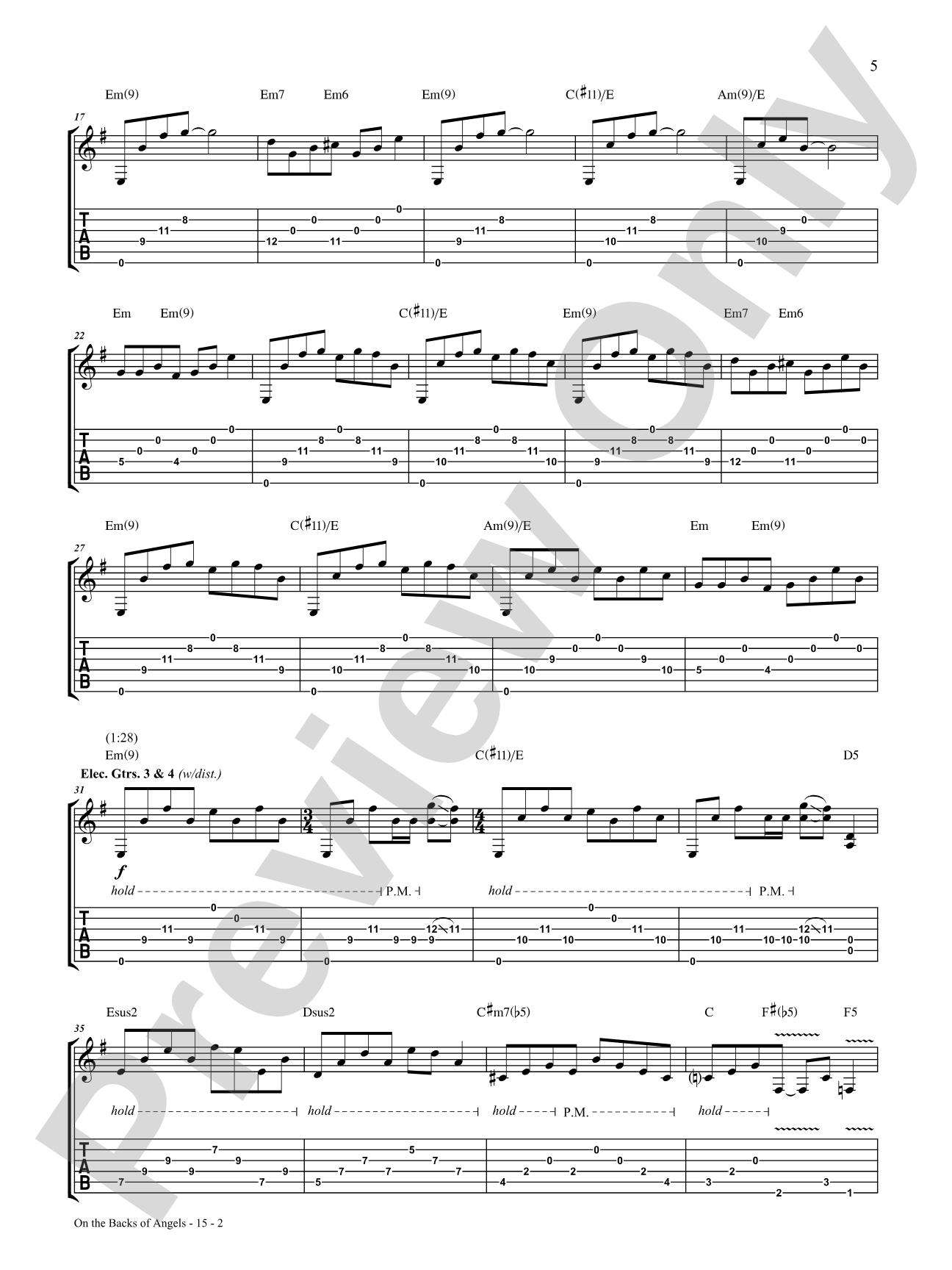 On the Backs of Angels: Authentic Guitar TAB
