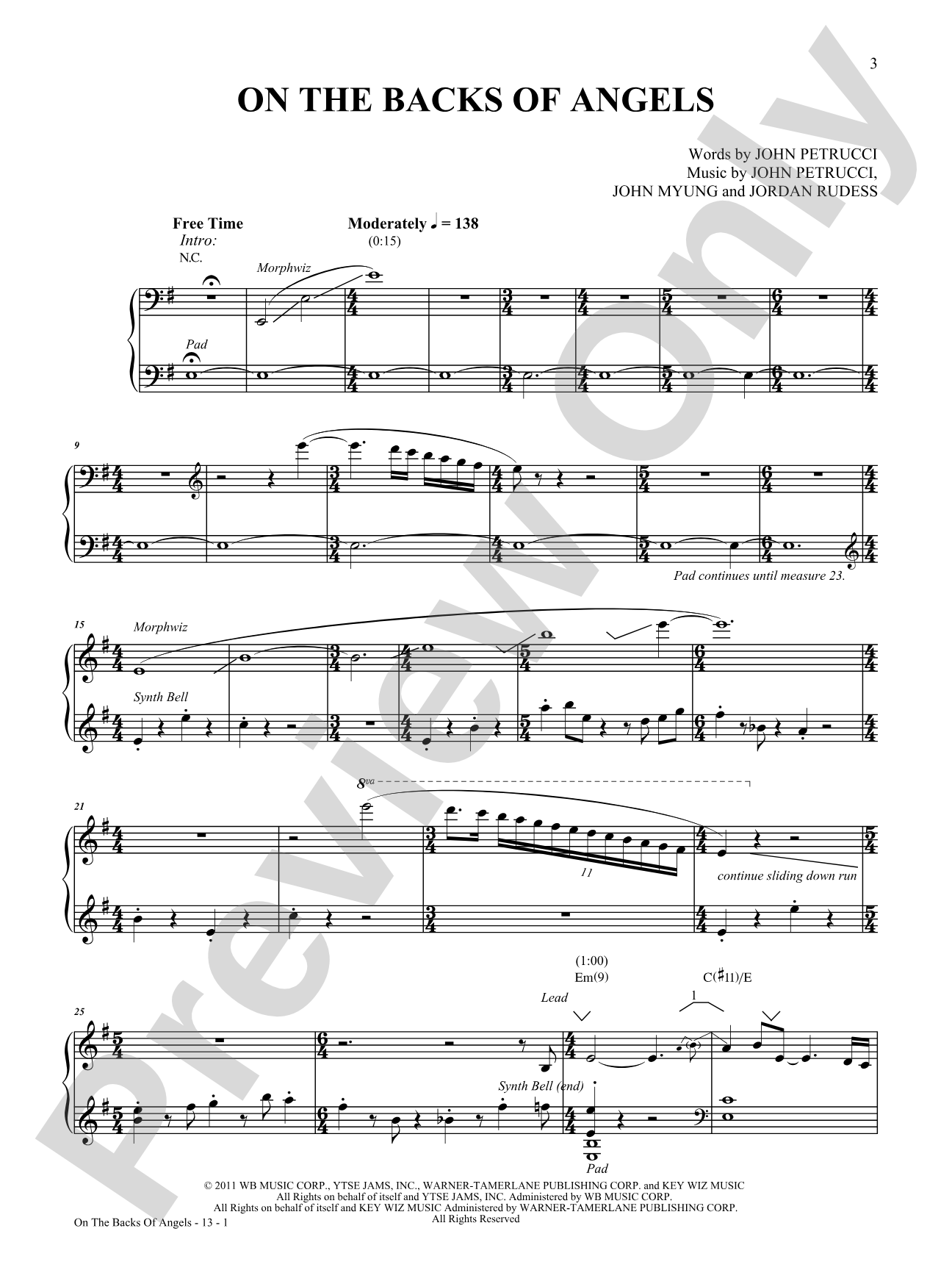 On the Backs of Angels: Piano/Vocal/Chords