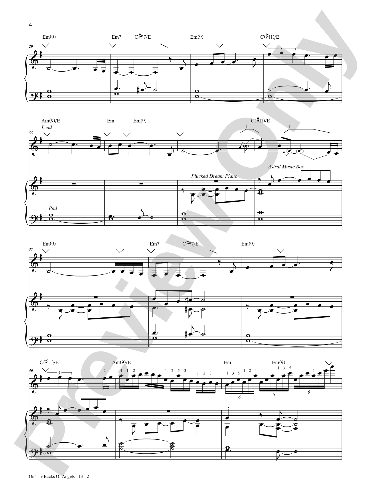 On the Backs of Angels: Piano/Vocal/Chords