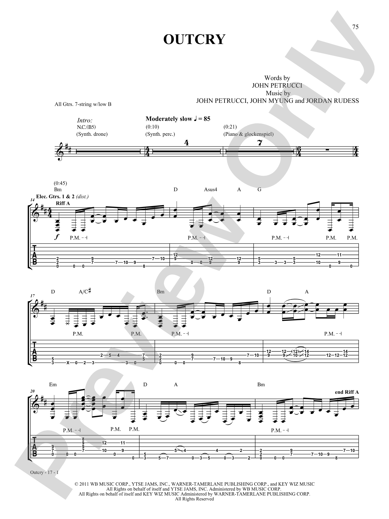 Outcry: Authentic Guitar TAB