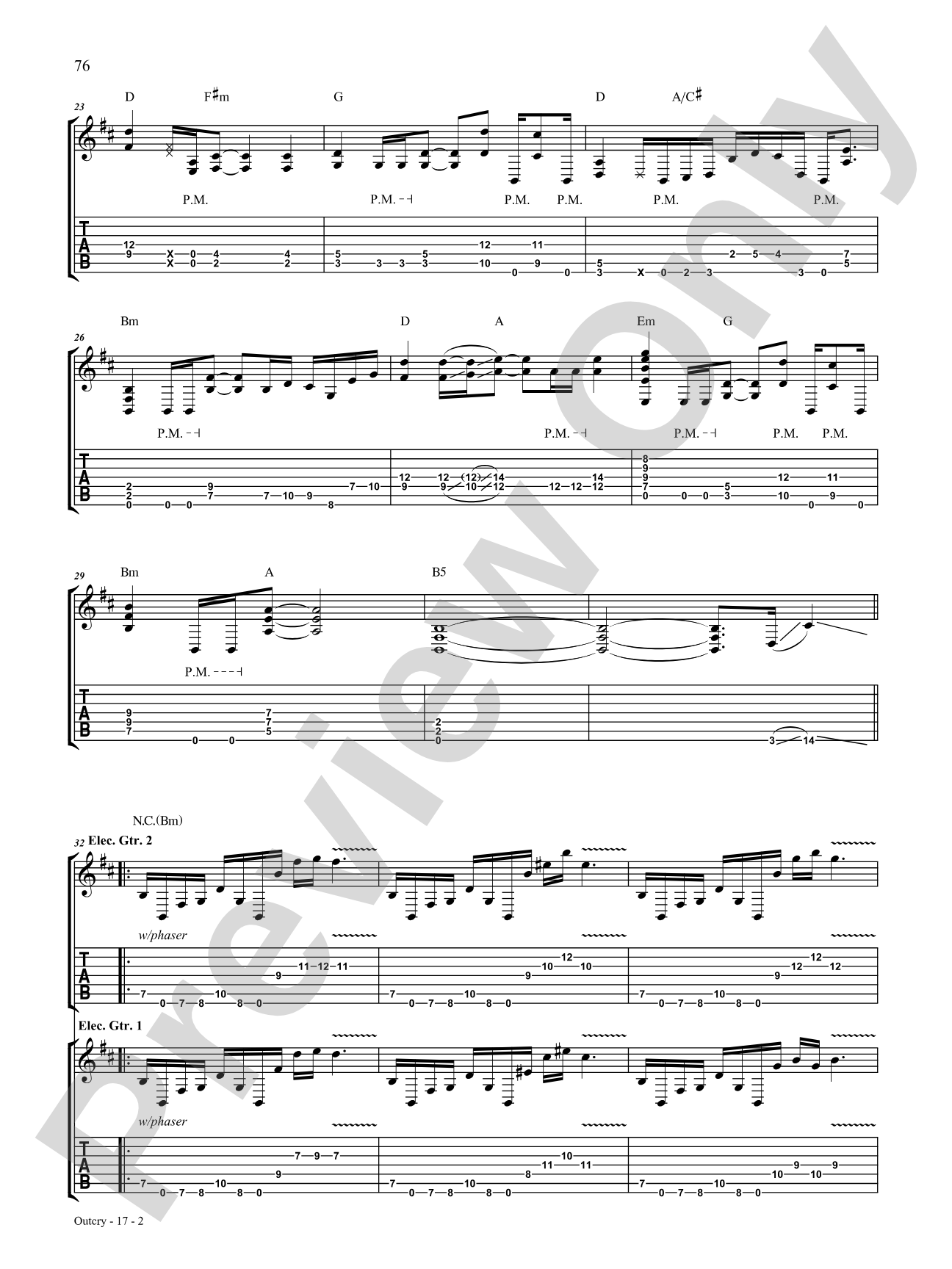 Outcry: Authentic Guitar TAB