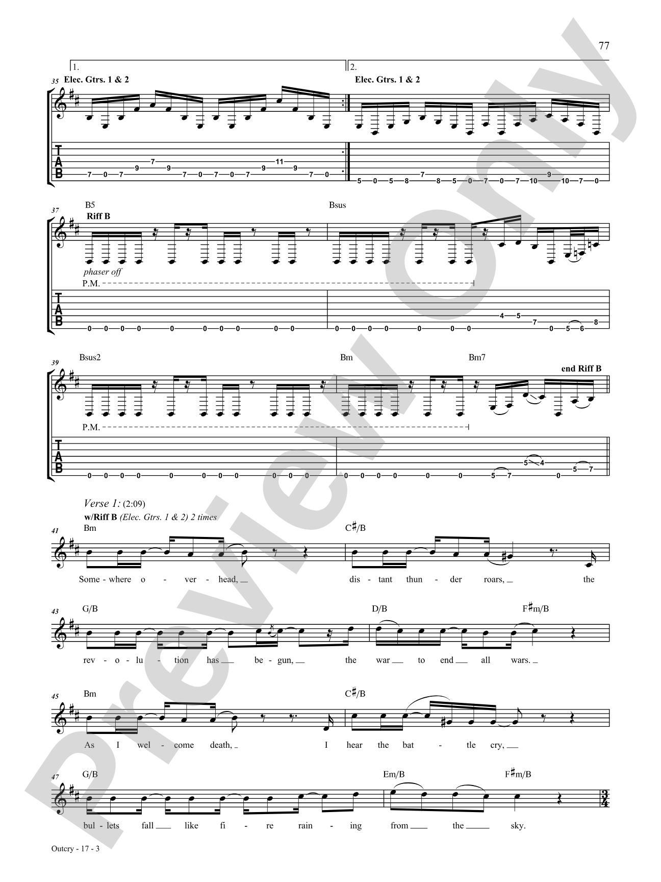 Outcry: Authentic Guitar TAB