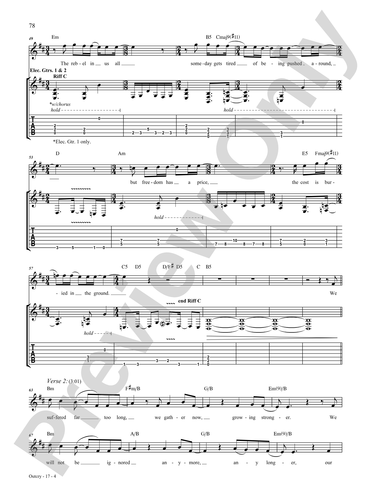 Outcry: Authentic Guitar TAB